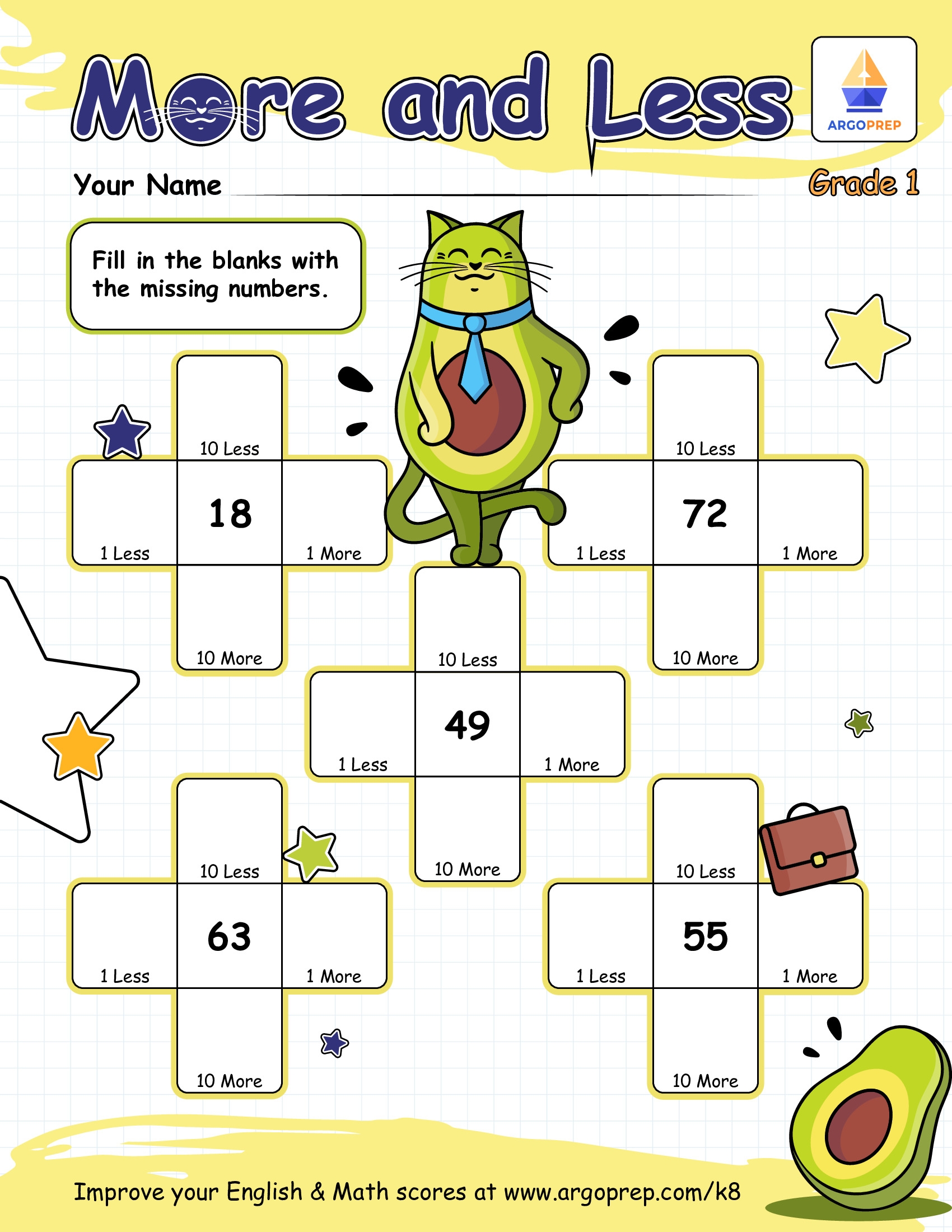 1 Less 1 More 10 Less 10 More ArgoPrep 1 Less 1 More 10 Less 10 More ArgoPrep