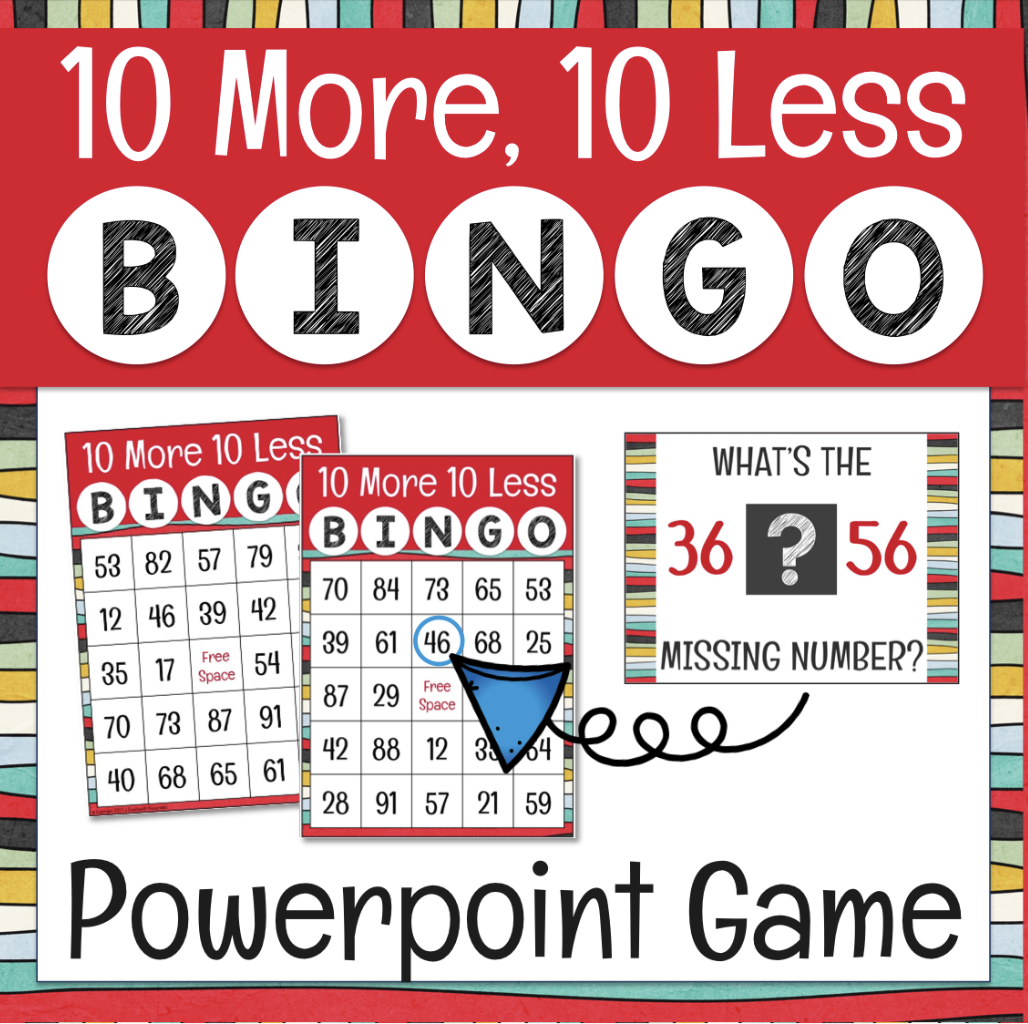 10 More 10 Less Game Math Bingo For Powerpoint Made By Teachers