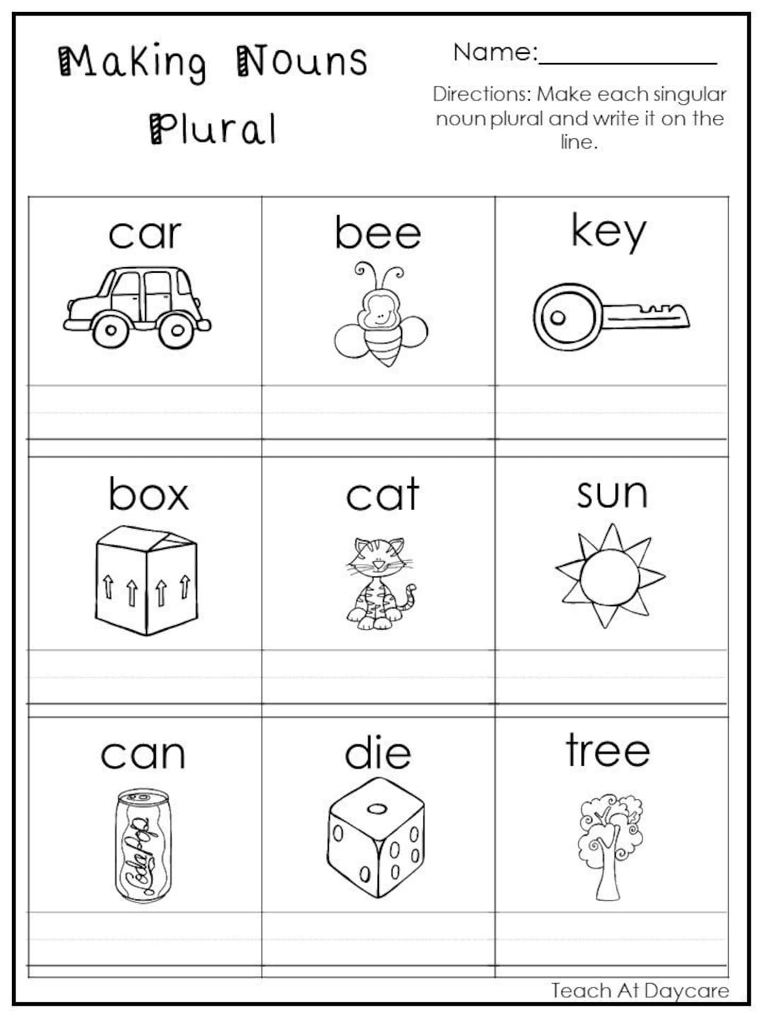 10 Printable Making Nouns Plural Worksheets 1st 3rd Grade ELA Worksheets Etsy Norway