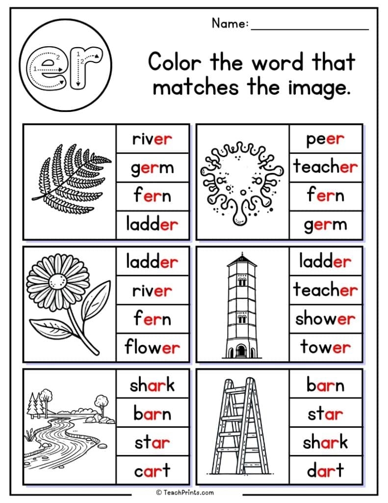 er words phonics worksheets
