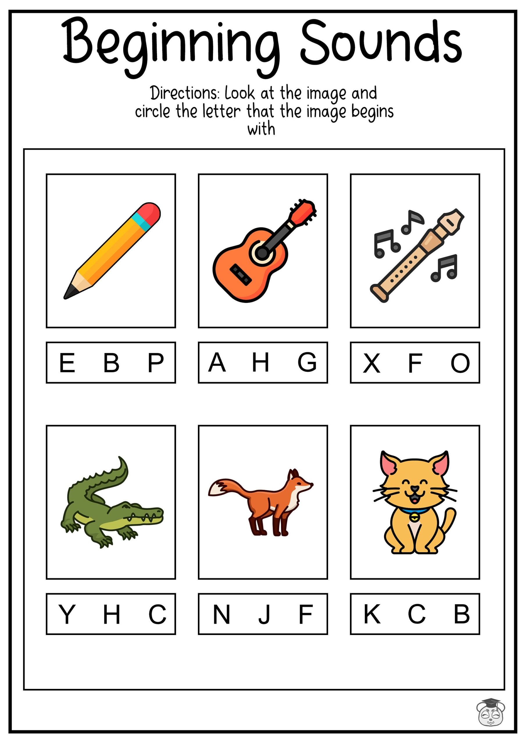 11 Printable Beginning Sounds English Worksheets Phonics And Alphabet Recognition Practice ages 4 6 KG1 To Grade 2 Etsy