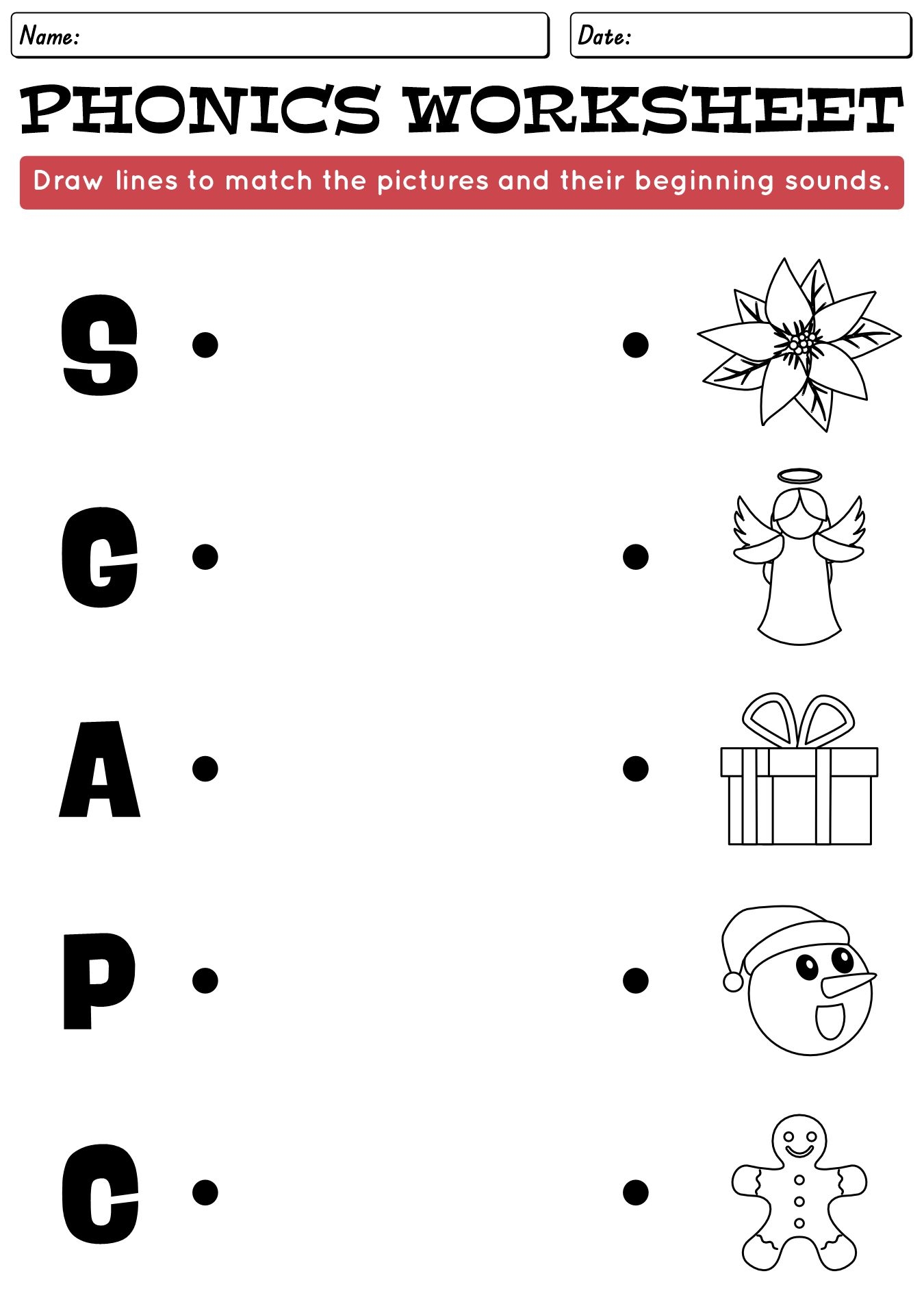free printable christmas phonics worksheets