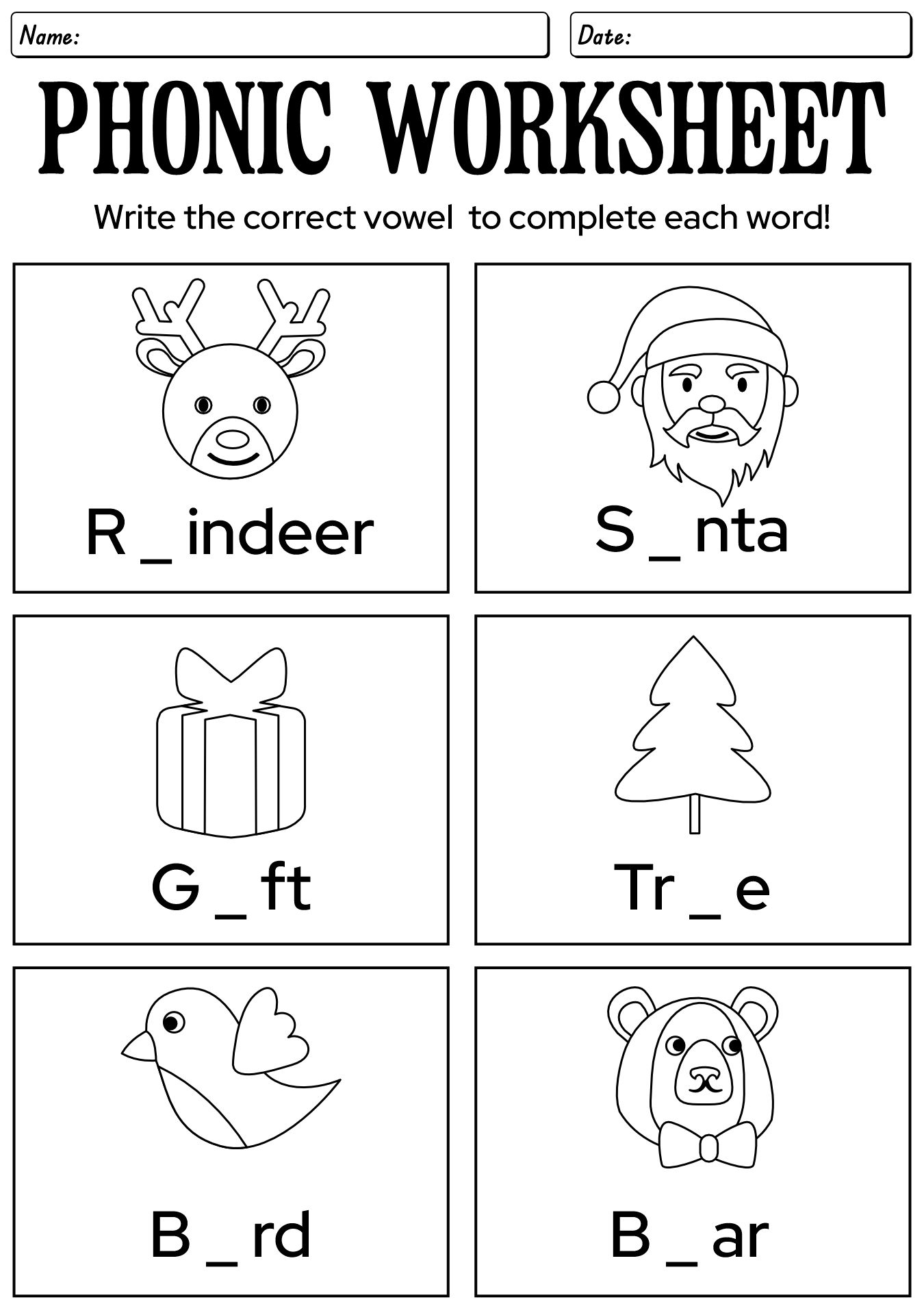 12 Christmas Phonics Printable Worksheet Kindergarten Free PDF At Worksheeto