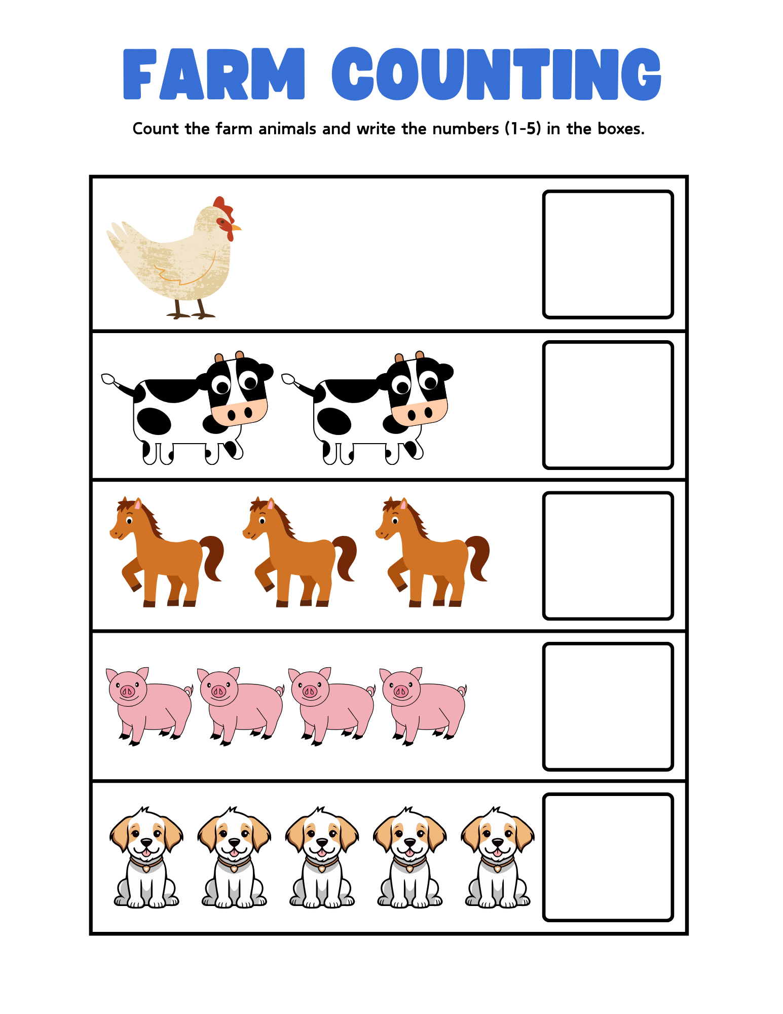 farm worksheets for preschool