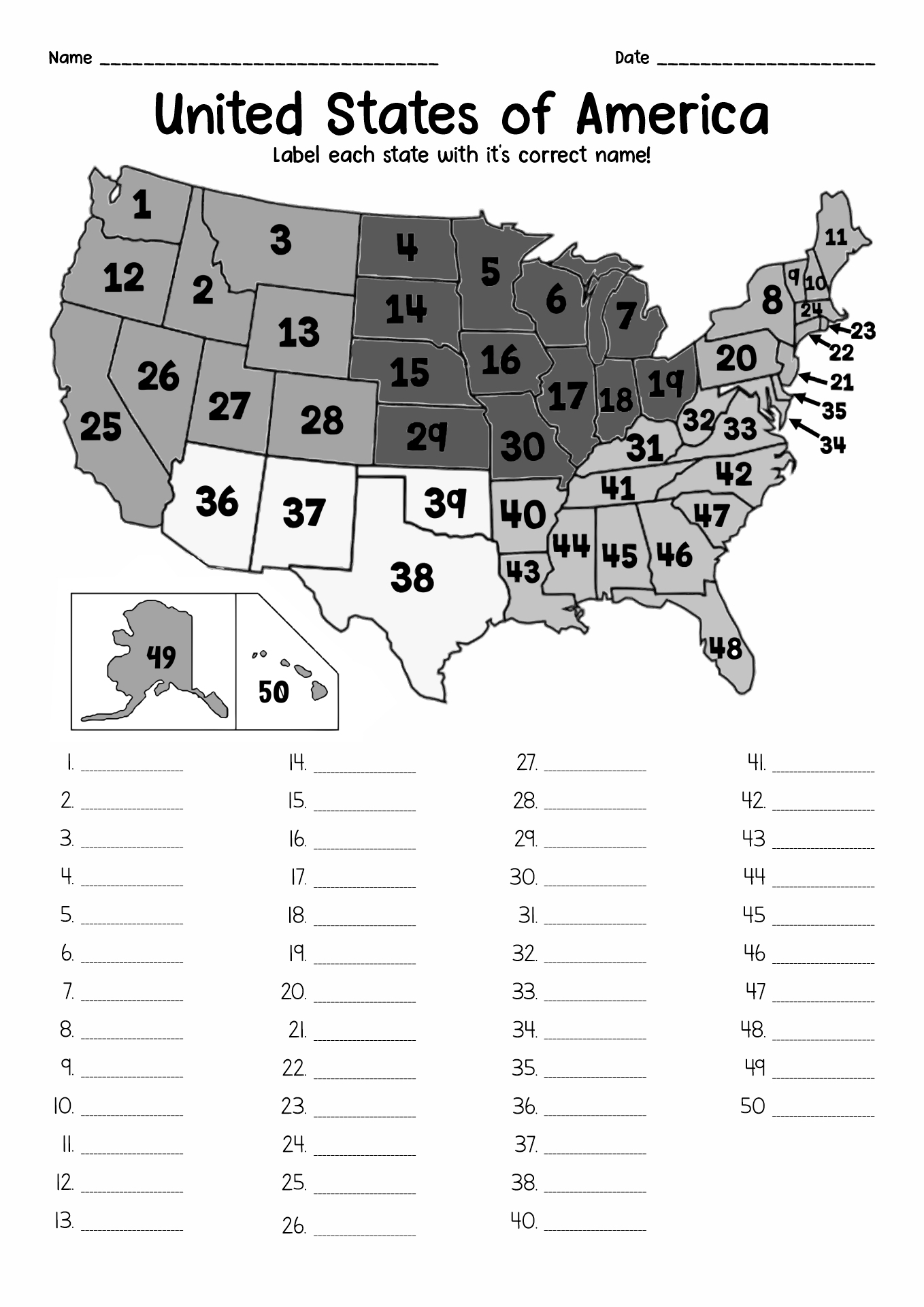 13 Fifty States Worksheets Free PDF At Worksheeto Worksheets Library