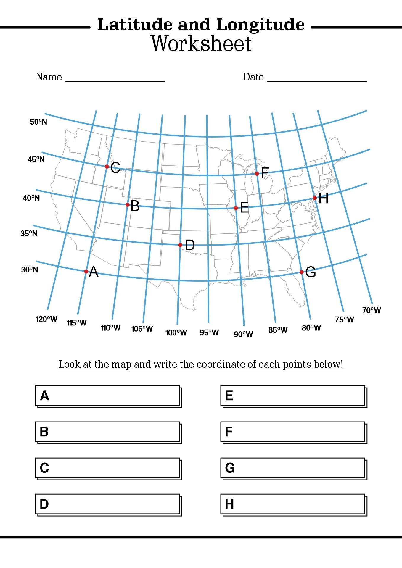 free printable latitude and longitude worksheets