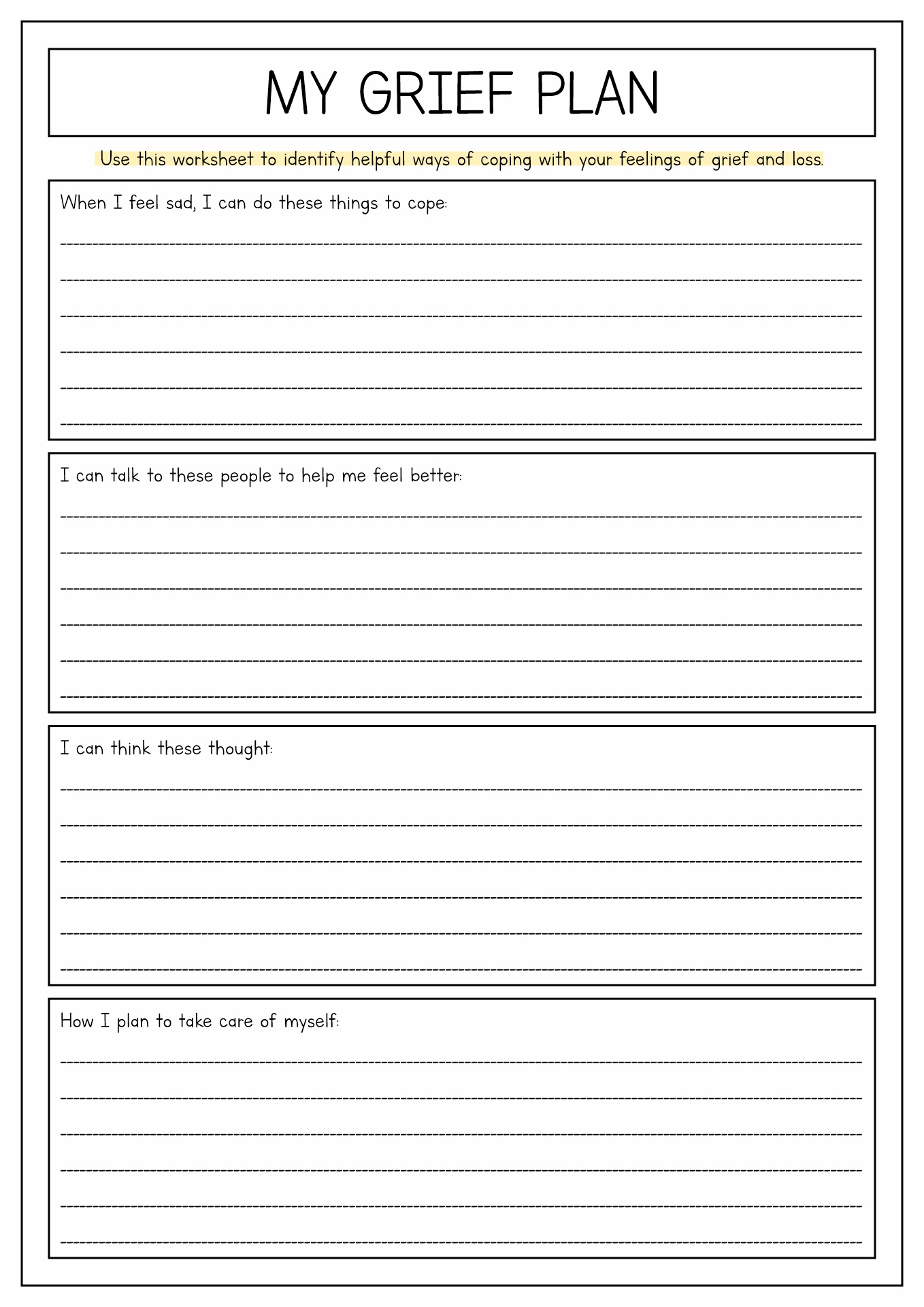 16 Grief Therapy Worksheets Free PDF At Worksheeto
