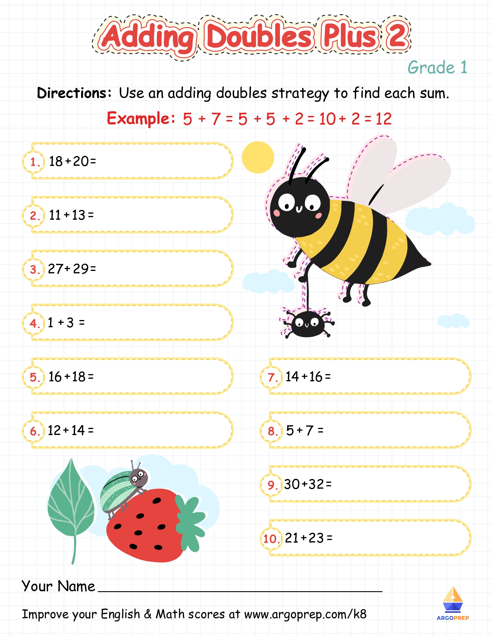 1st Grade Adding Doubles Worksheets For Free ArgoPrep