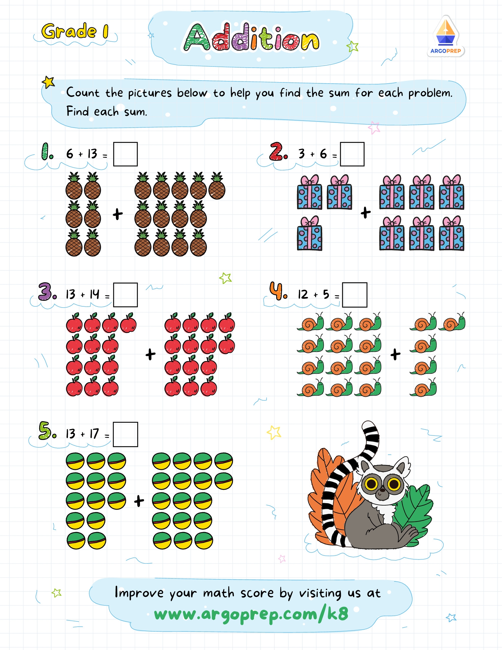 math worksheets for first grade