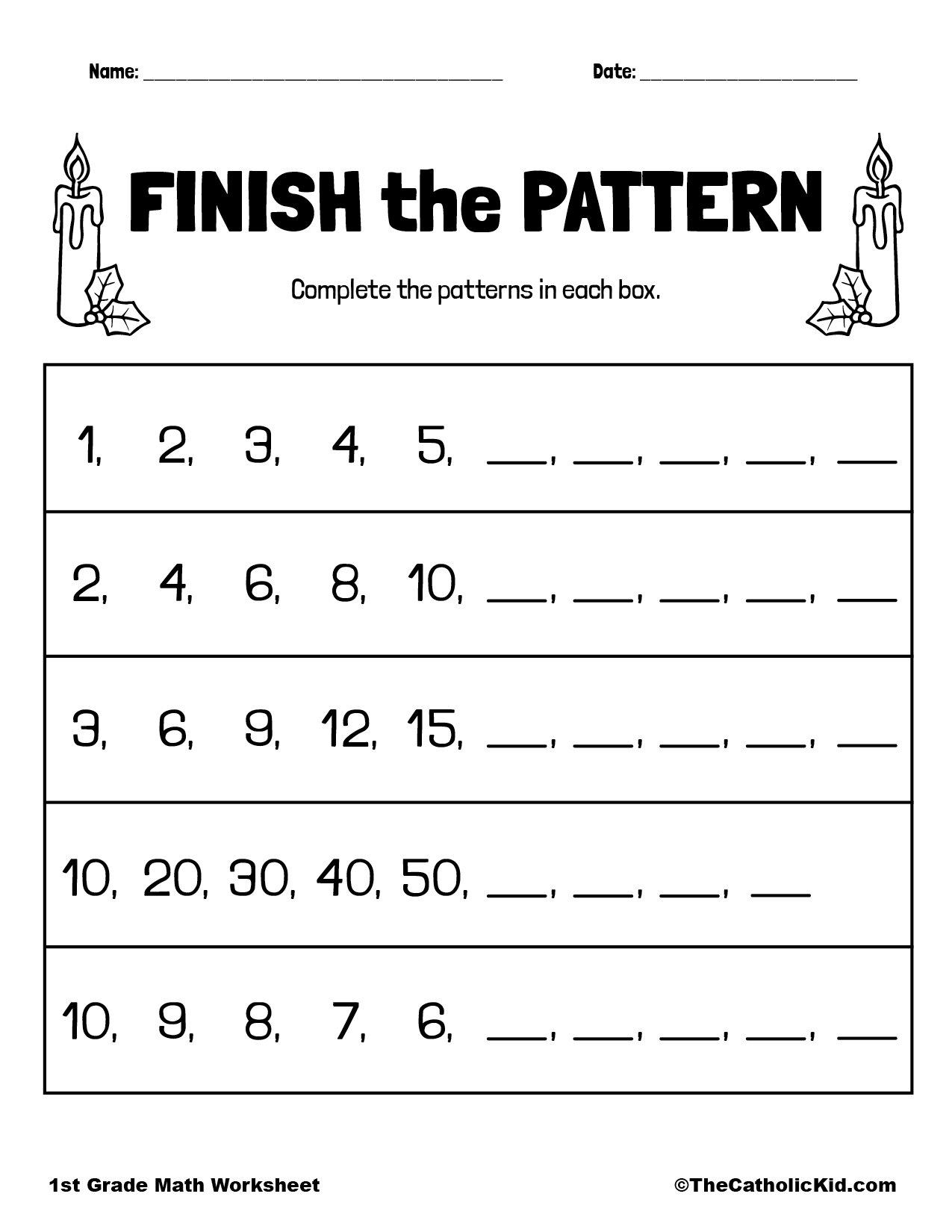 math patterns worksheets