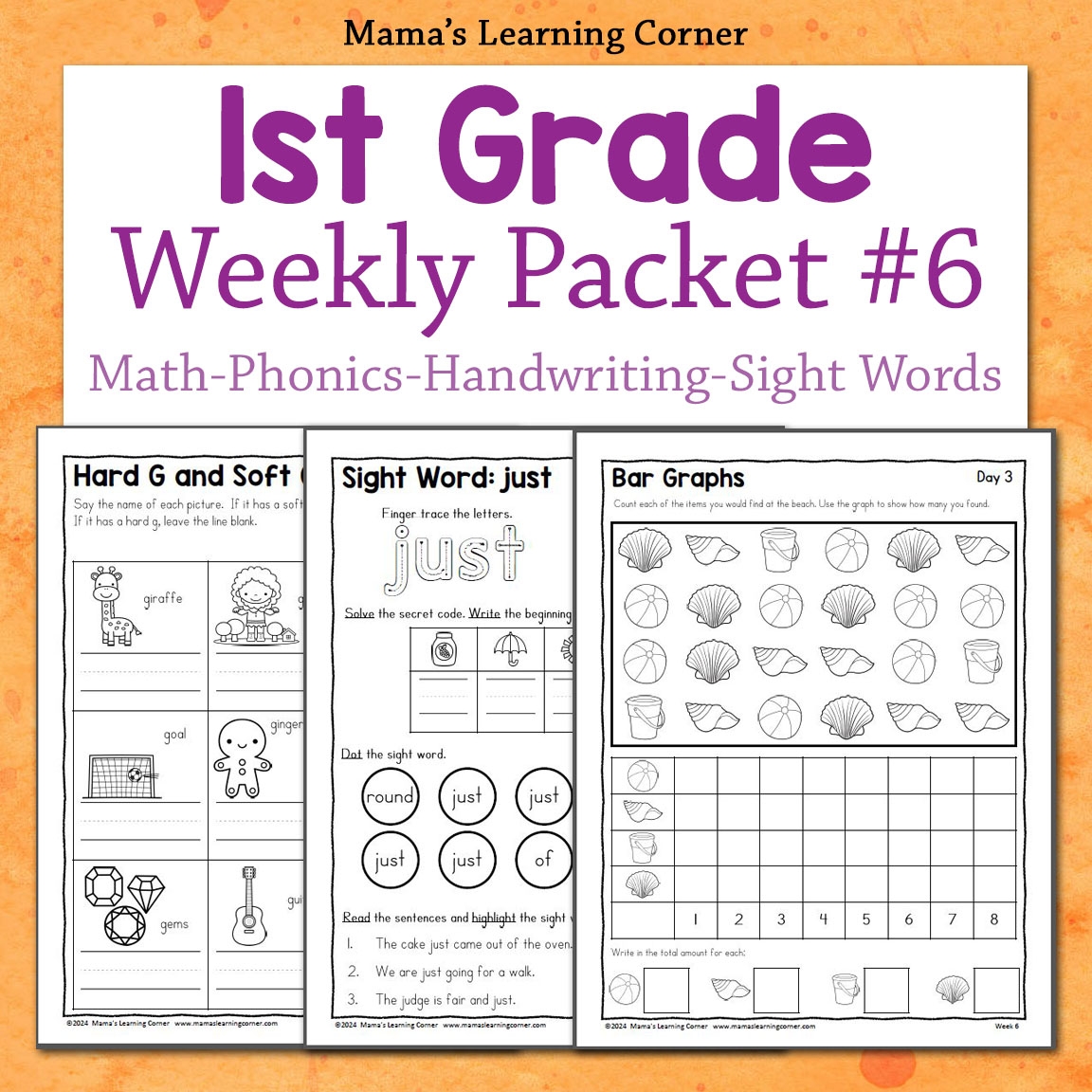 1st Grade Weekly Worksheet Packet 6 Mamas Learning Corner