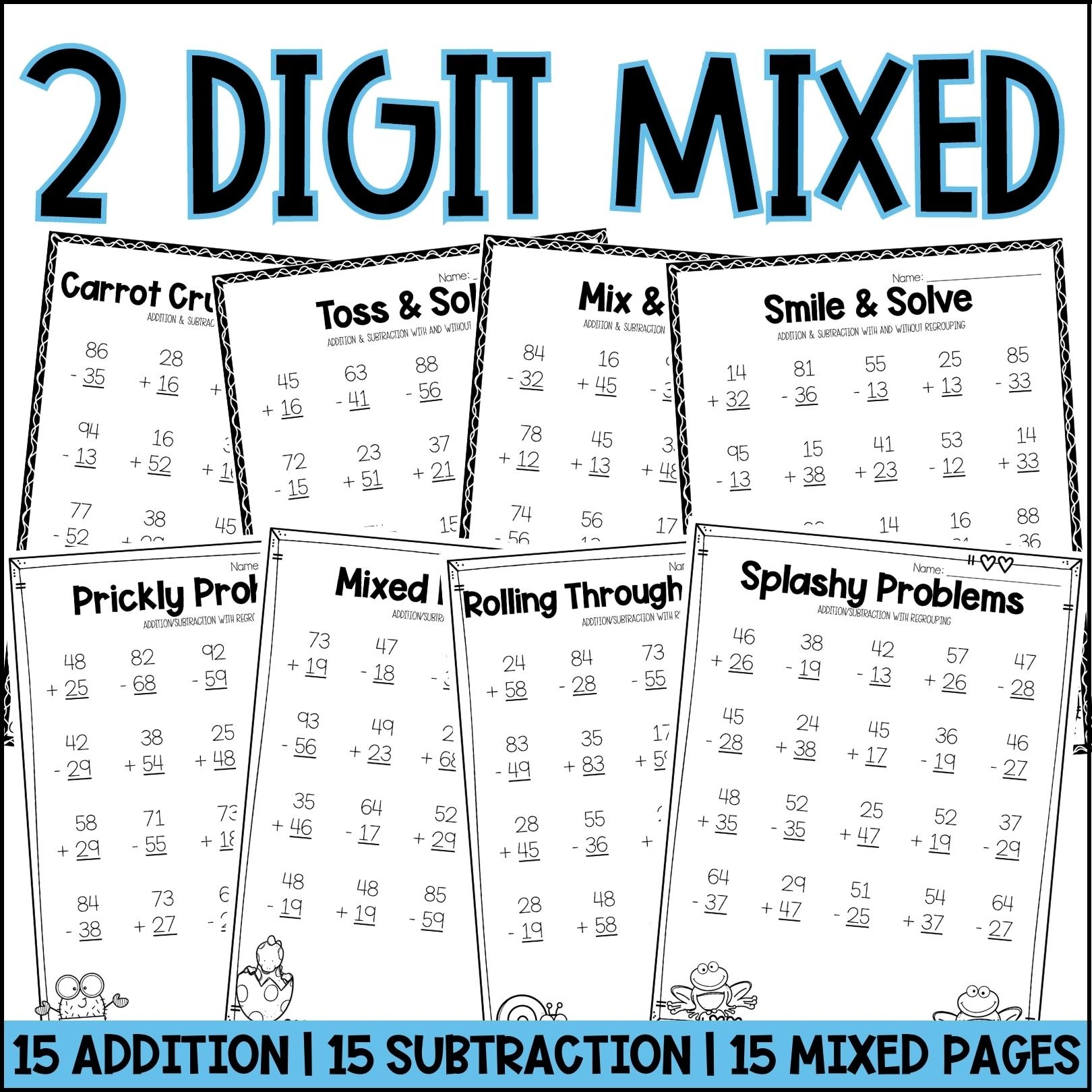 addition subtraction with regrouping worksheets
