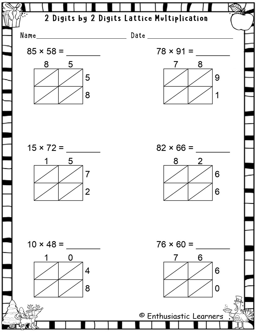 2 Digit By 2 Digit Multiplication With Lattice Method Worksheets Math Problems Teaching Resources 2 Digit By 2 Digit Multiplication With Lattice Method Worksheets Math Problems Teaching Resources