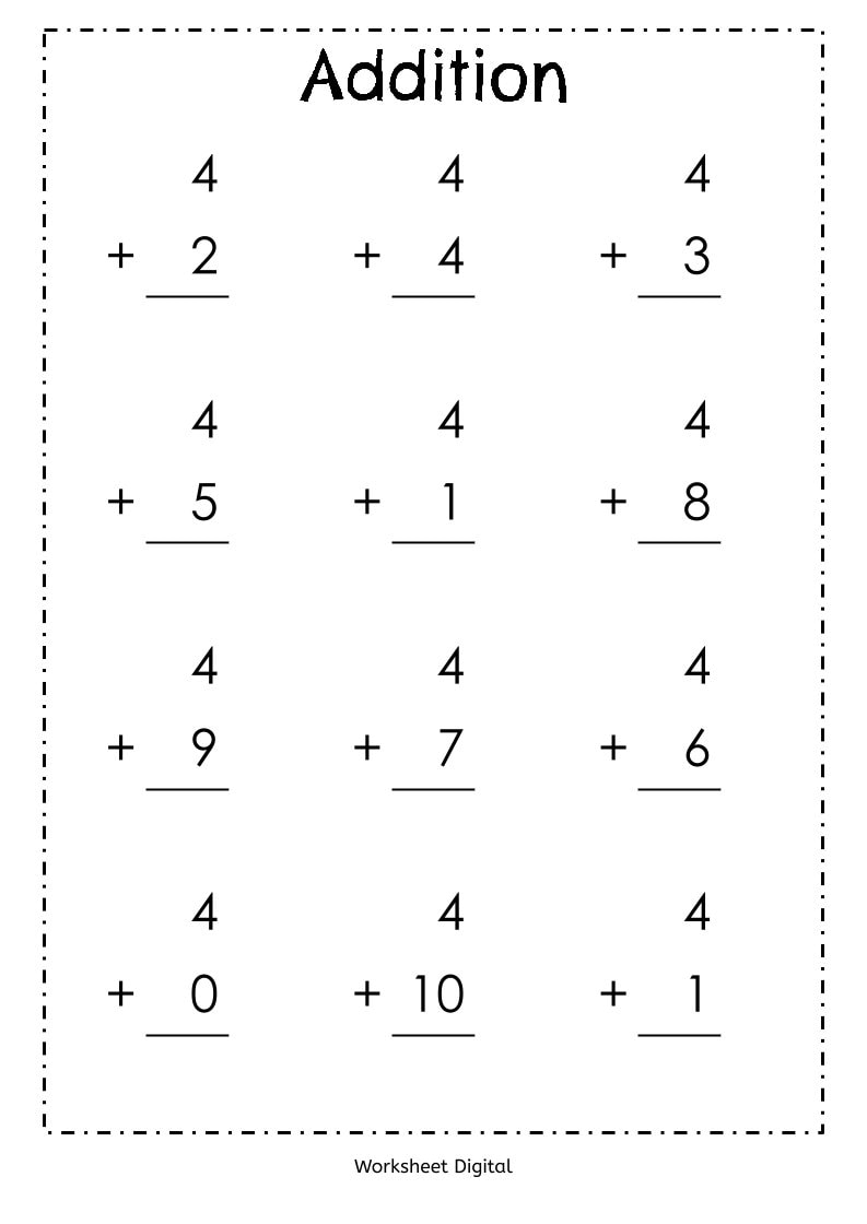 20 Printable Addition Worksheets Numbers 1 10 For Preschool Kindergarten 1st Grade Homeschool Math Etsy Israel