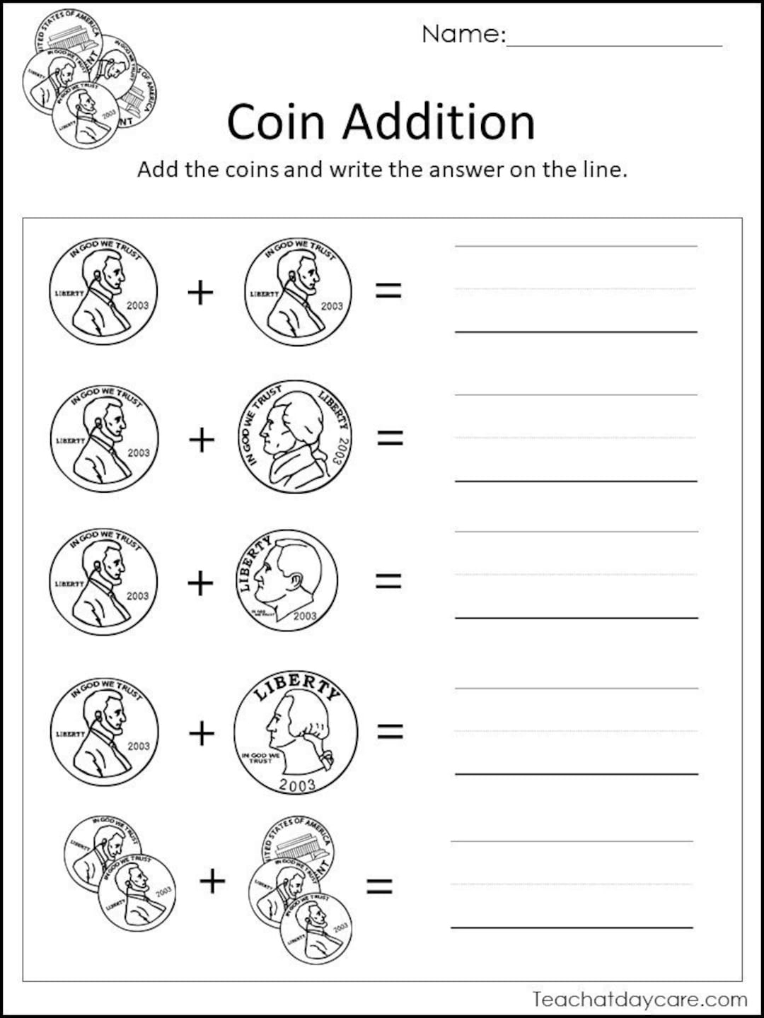 20 Printable Count And Add The Money Worksheets Kdg 2nd Grade Math Etsy Denmark
