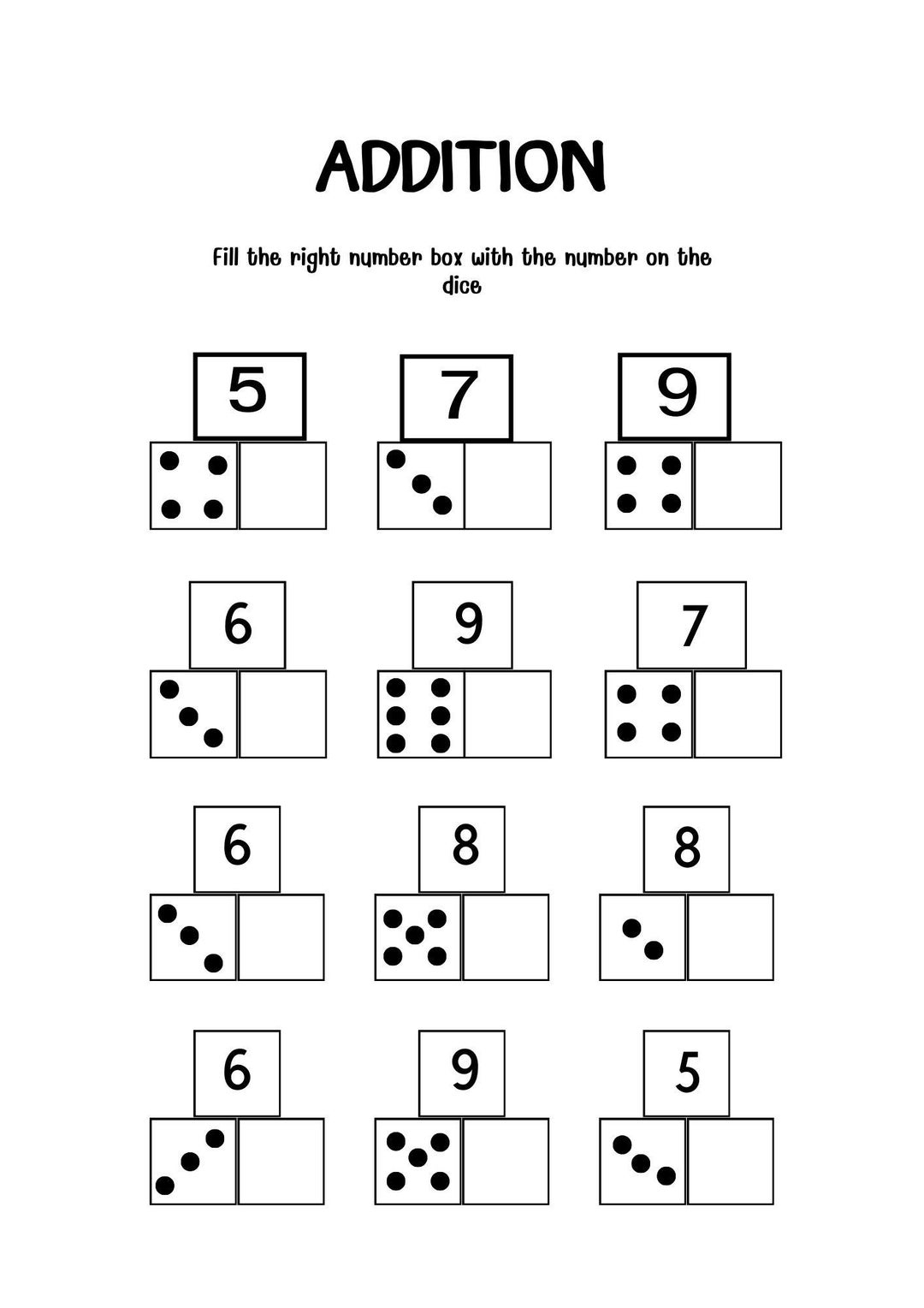 domino math worksheet