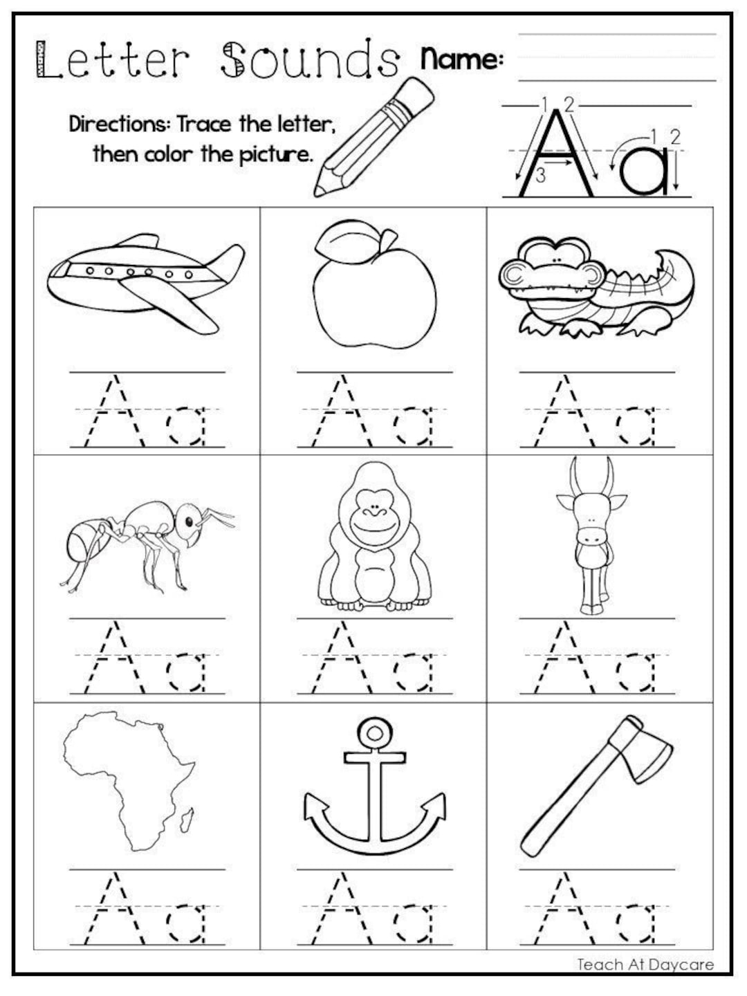 24 Printable Alphabet Letter Sounds Worksheets Preschool kdg Phonics Etsy