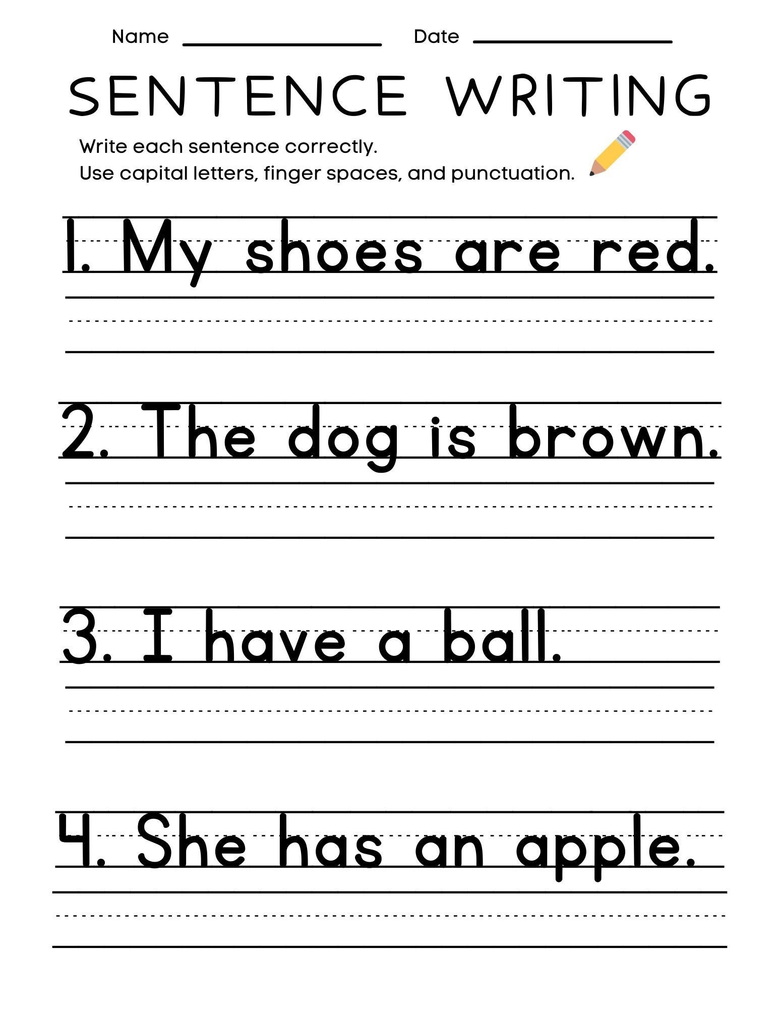 25 Printable Sentence Writing Worksheets Write The Sentence Worksheets Practice Writing Activity 1st 3rd Grade ELA Worksheets Etsy Norway