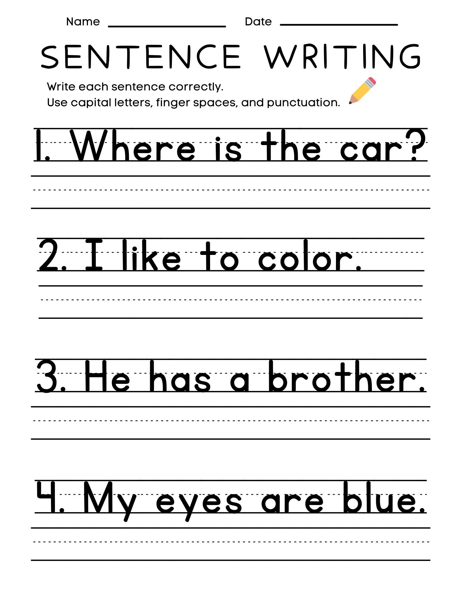 25 Printable Sentence Writing Worksheets Write The Sentence Worksheets Practice Writing Activity 1st 3rd Grade ELA Worksheets Etsy Norway