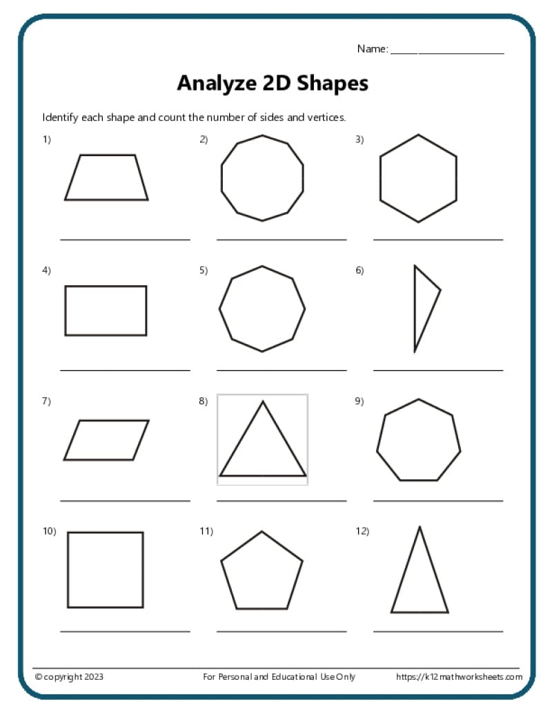 2D Shapes Worksheets 2D Shapes Worksheets