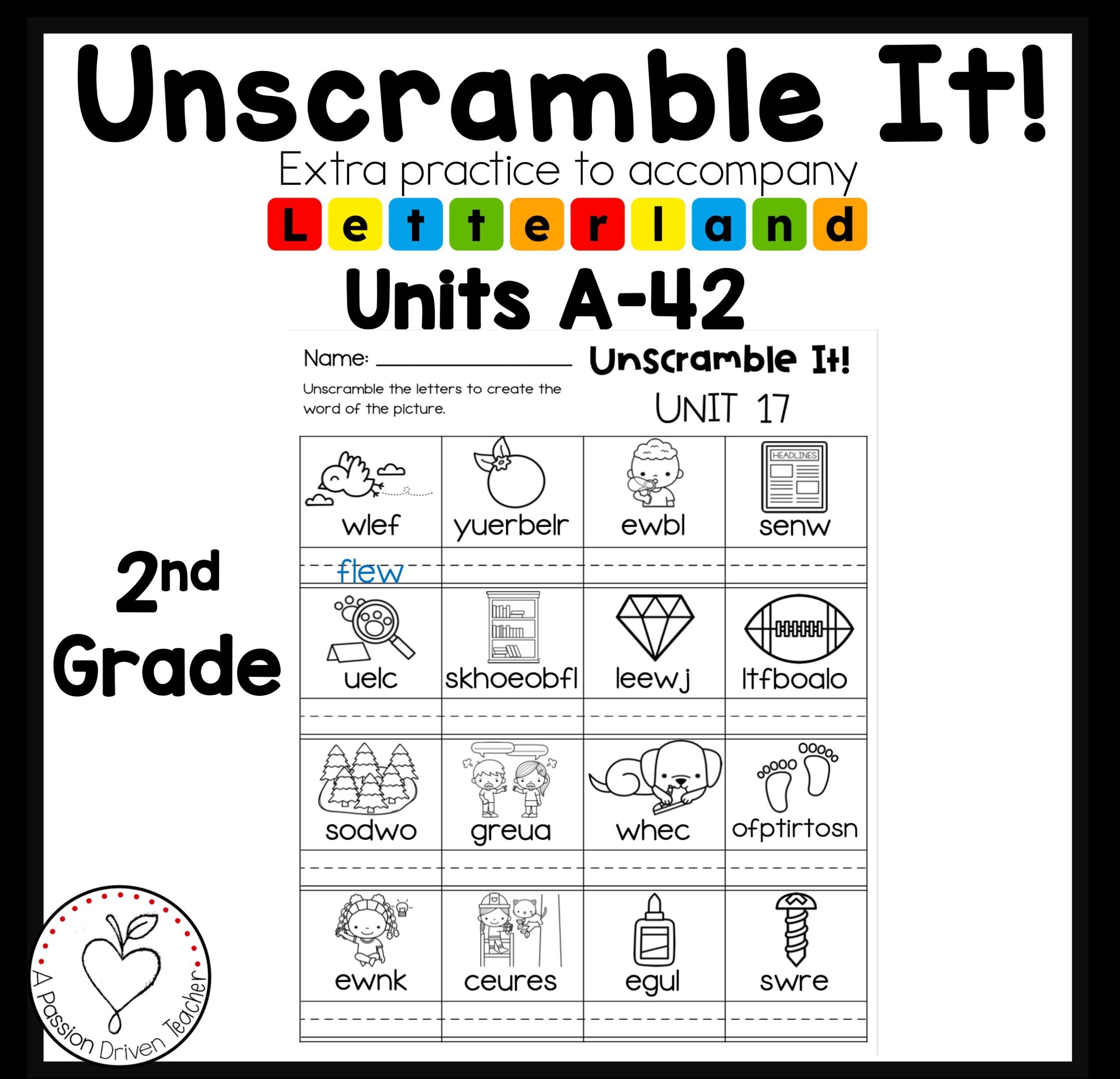 2nd Grade Letterland Unscramble It Units A 42 Etsy