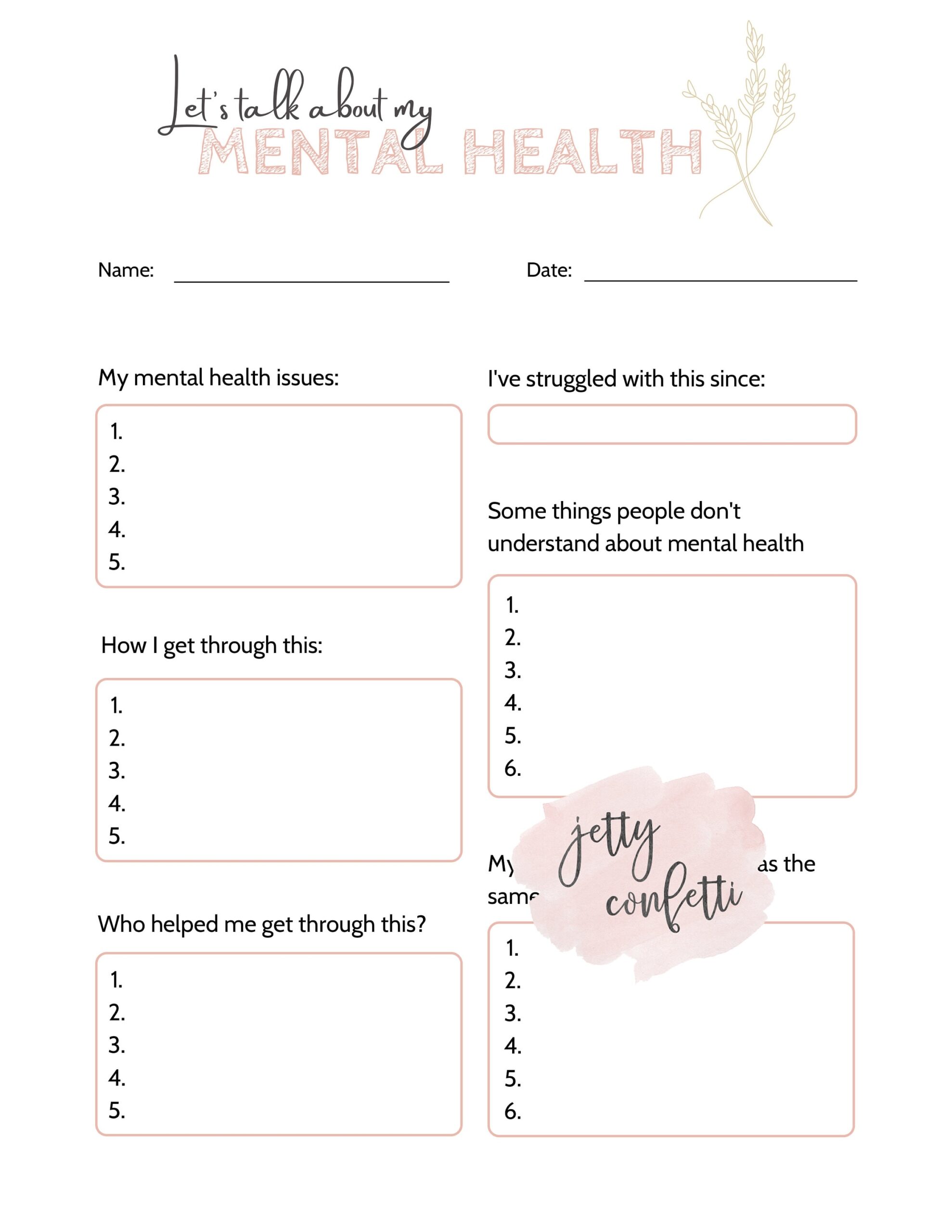 30 page Mental Health Journaling Printable Self care Worksheets digital Download Etsy