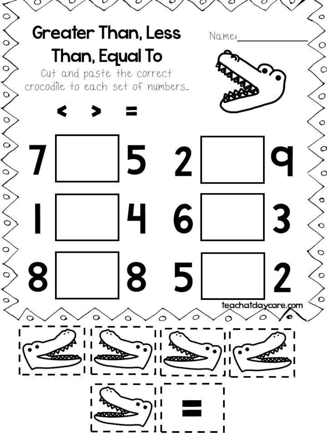 30 Printable Greater Than Less Than Equal To Worksheets Preschool 3rd Grade Math Etsy