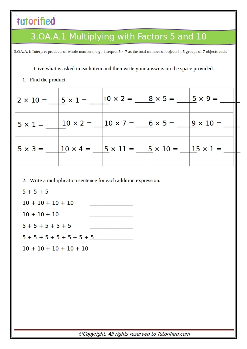 3rd Grade Common Core Math Worksheets