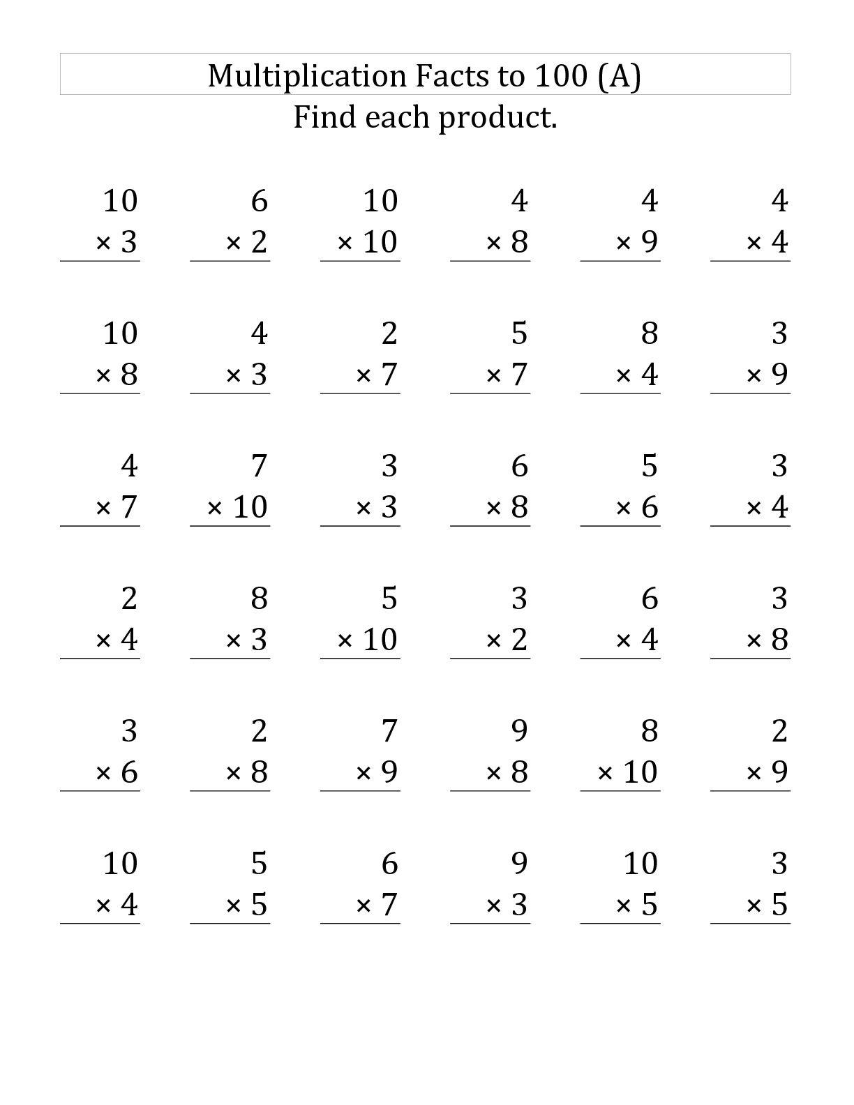 3rd grade math worksheets multiplication