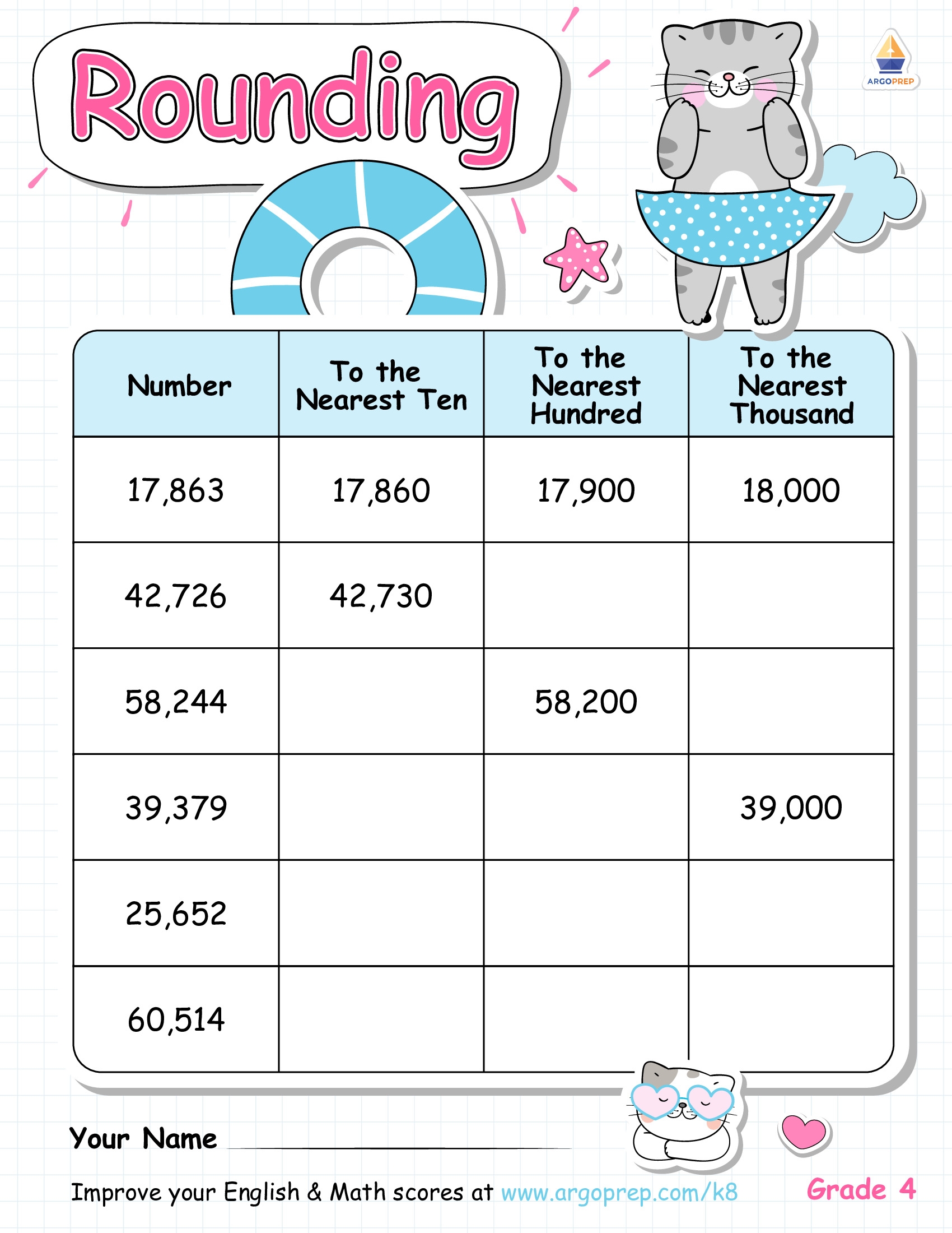 4th Grade Arrays Rounding Numbers Worksheets For Free ArgoPrep