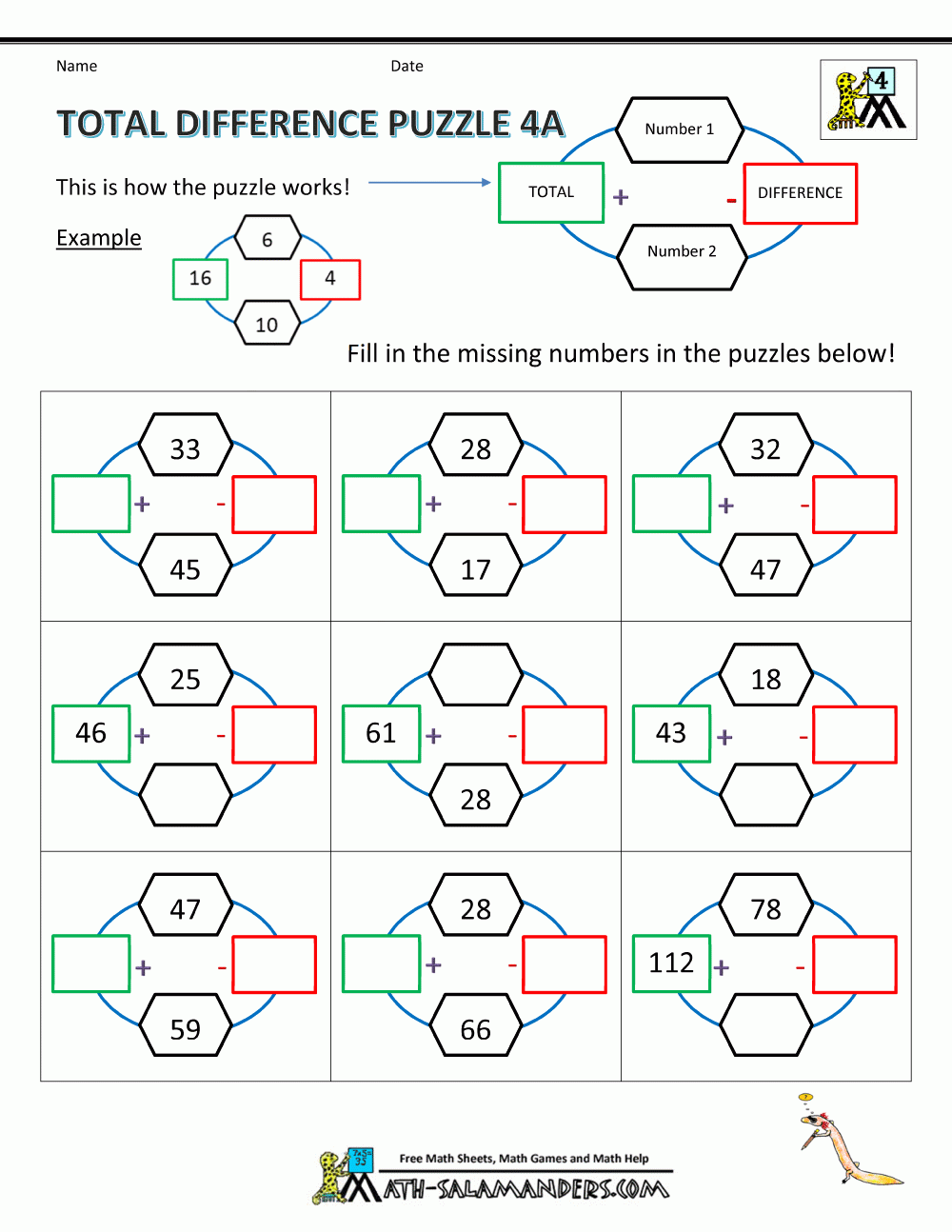 math puzzle worksheets