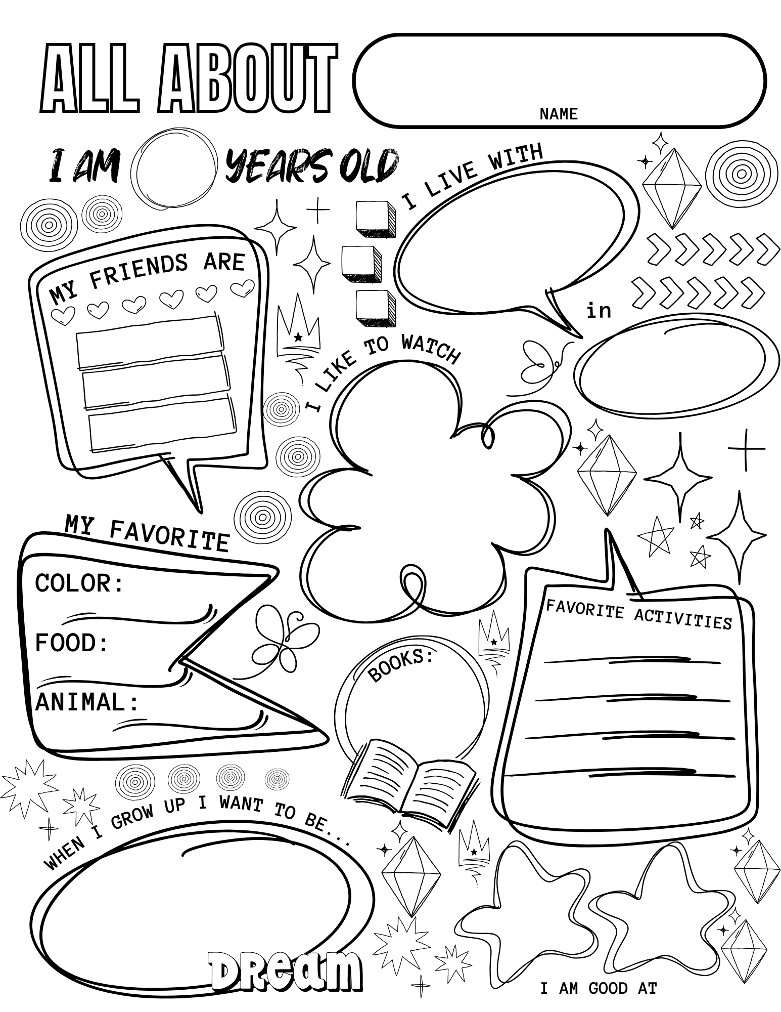 5 Free Printable Worksheets With All About Me Questions For Kids