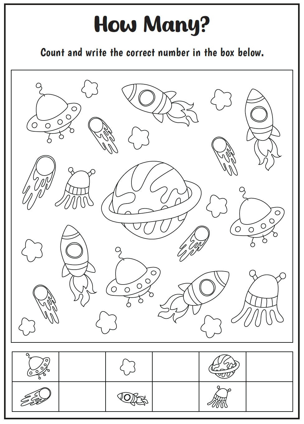 5 Page Preschool Space Activity Worksheets Fun Educational Printable For Kids Space themed Learning Pack Etsy