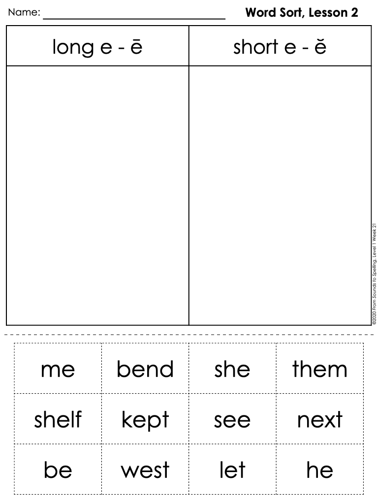 long short vowel sort