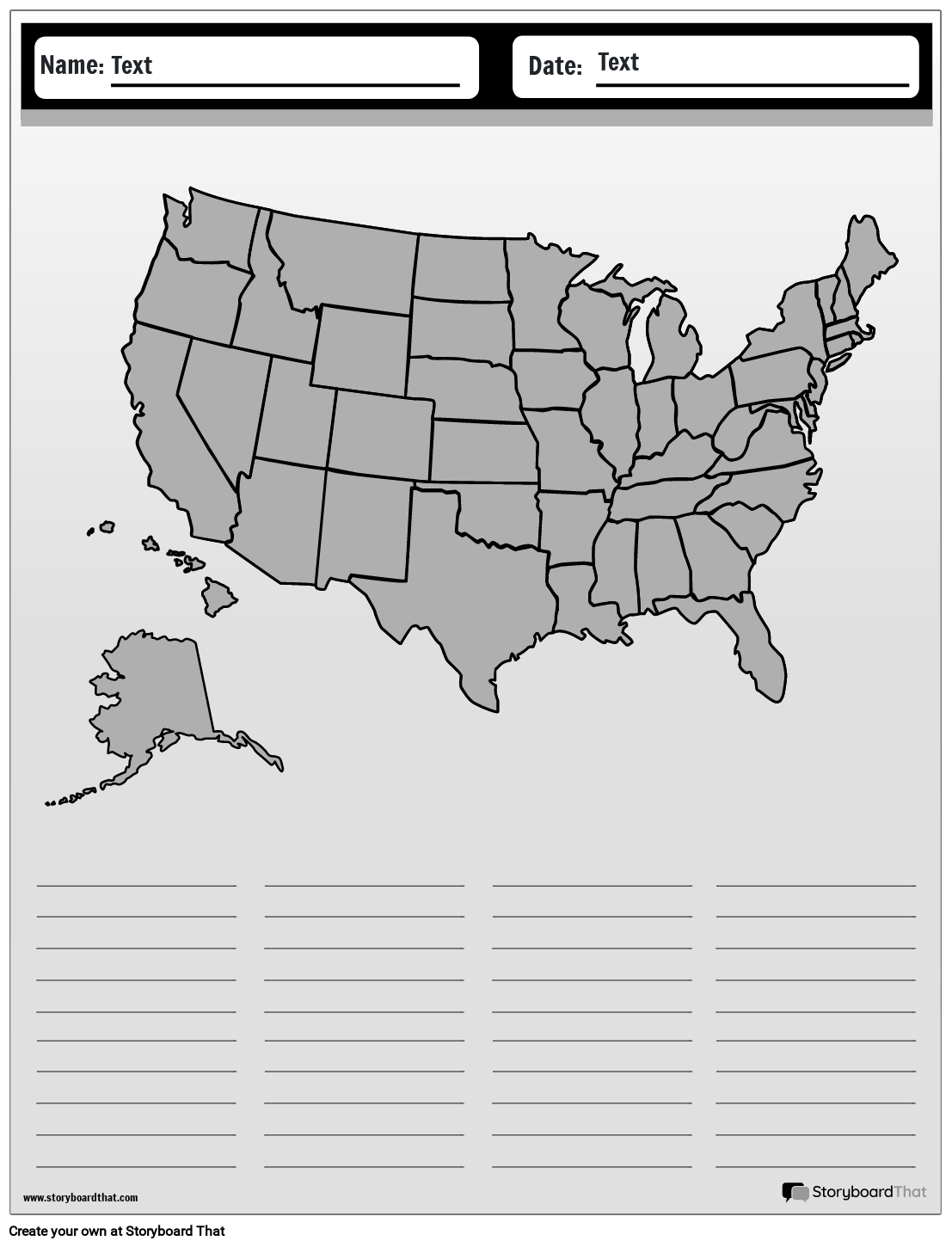 50 States Worksheets Create Print With Storyboard That