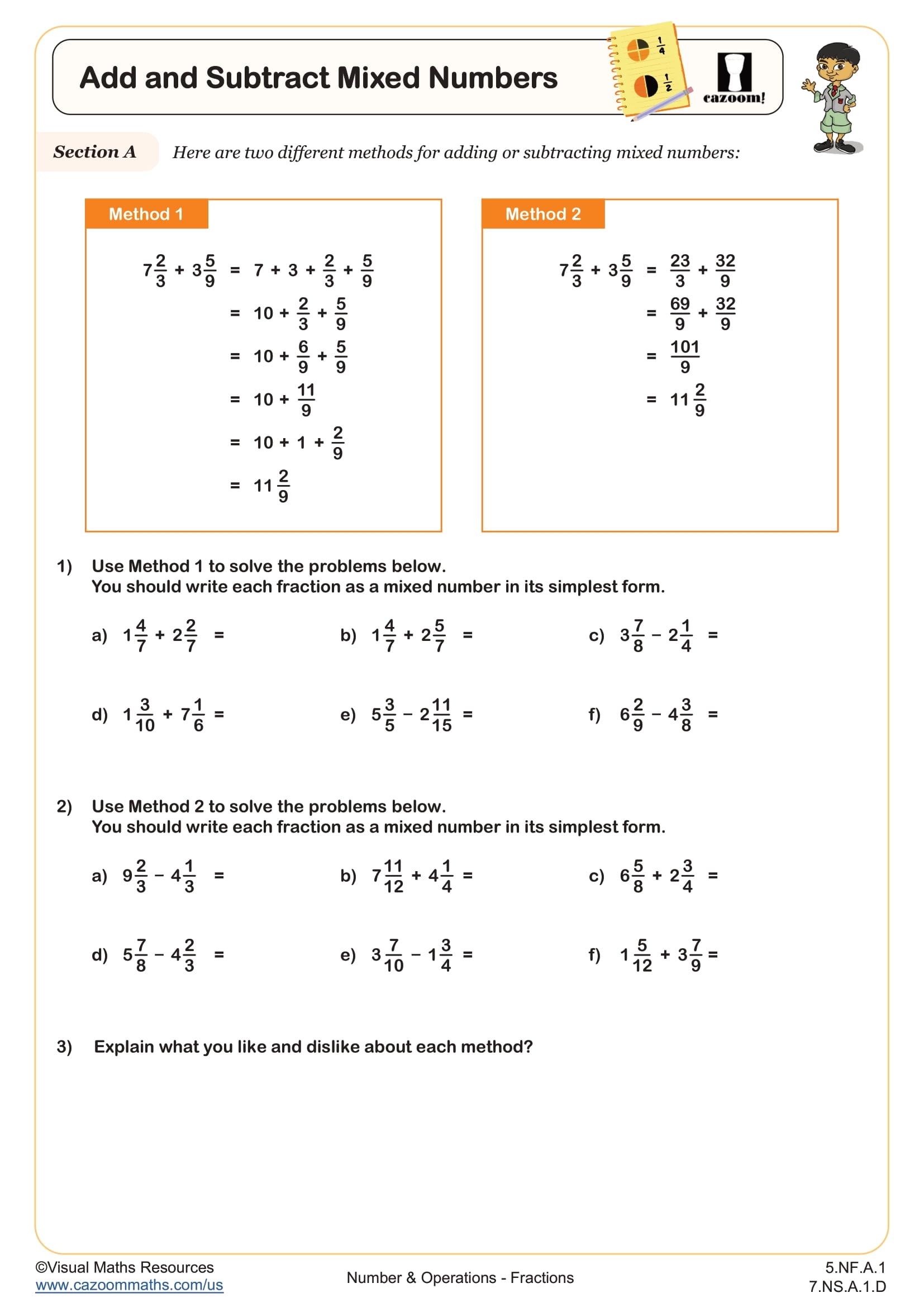 5th grade math worksheets fractions