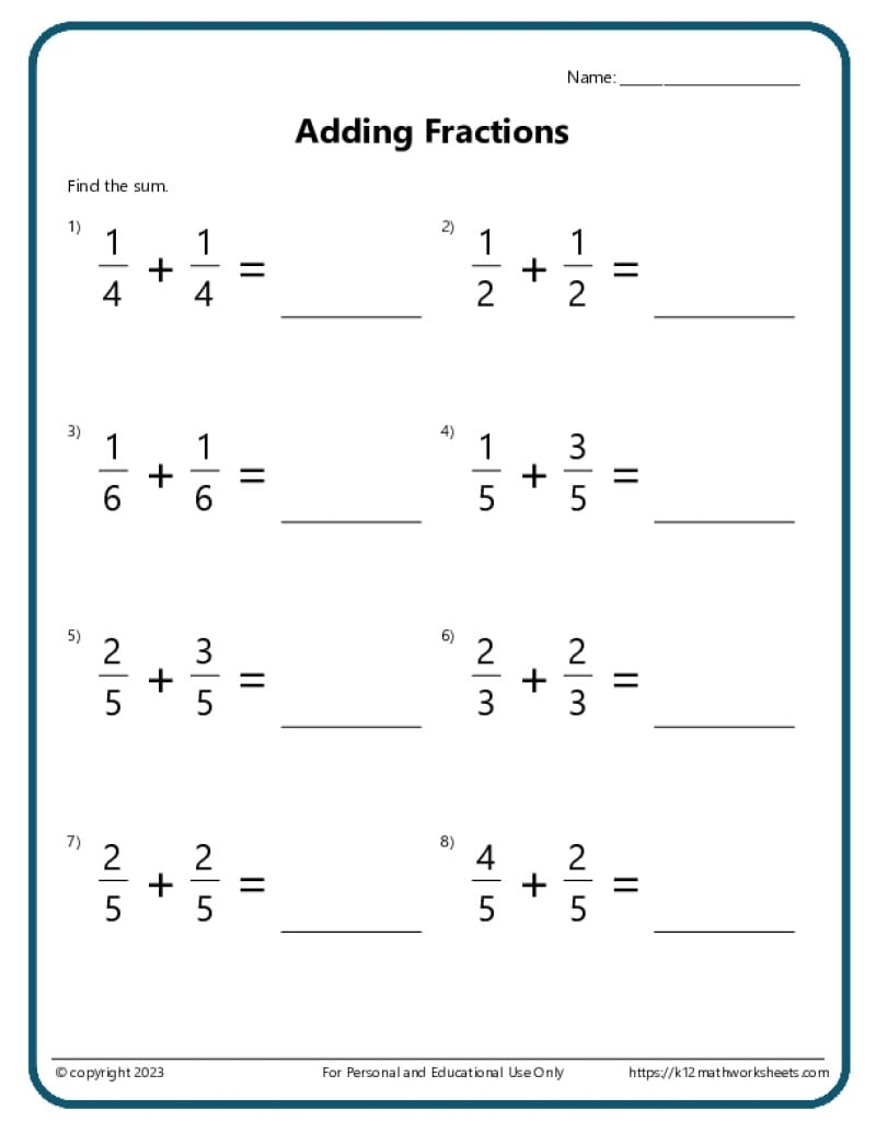 5th Grade Math Worksheets