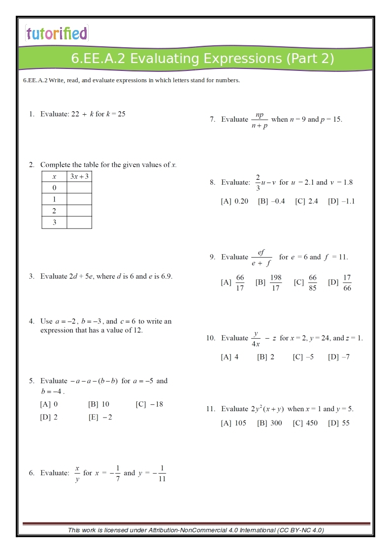 6th Grade Common Core Math Worksheets 6th Grade Common Core Math Worksheets