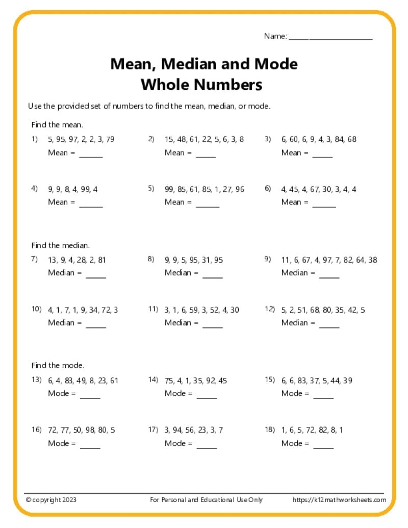 6th Grade Math Worksheets 6th Grade Math Worksheets