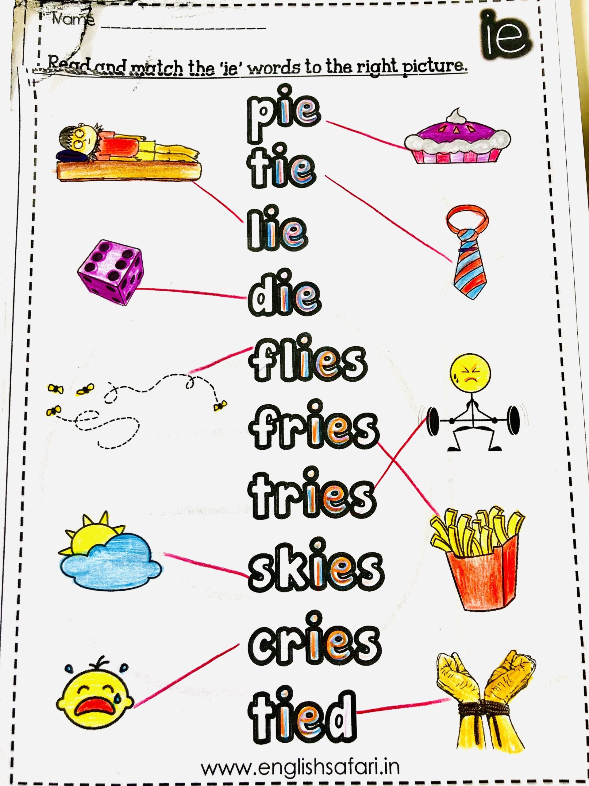 jolly phonics ie worksheet