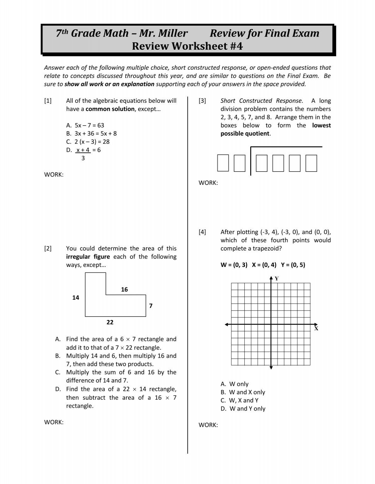 7th Grade Math Review For Final Part 4