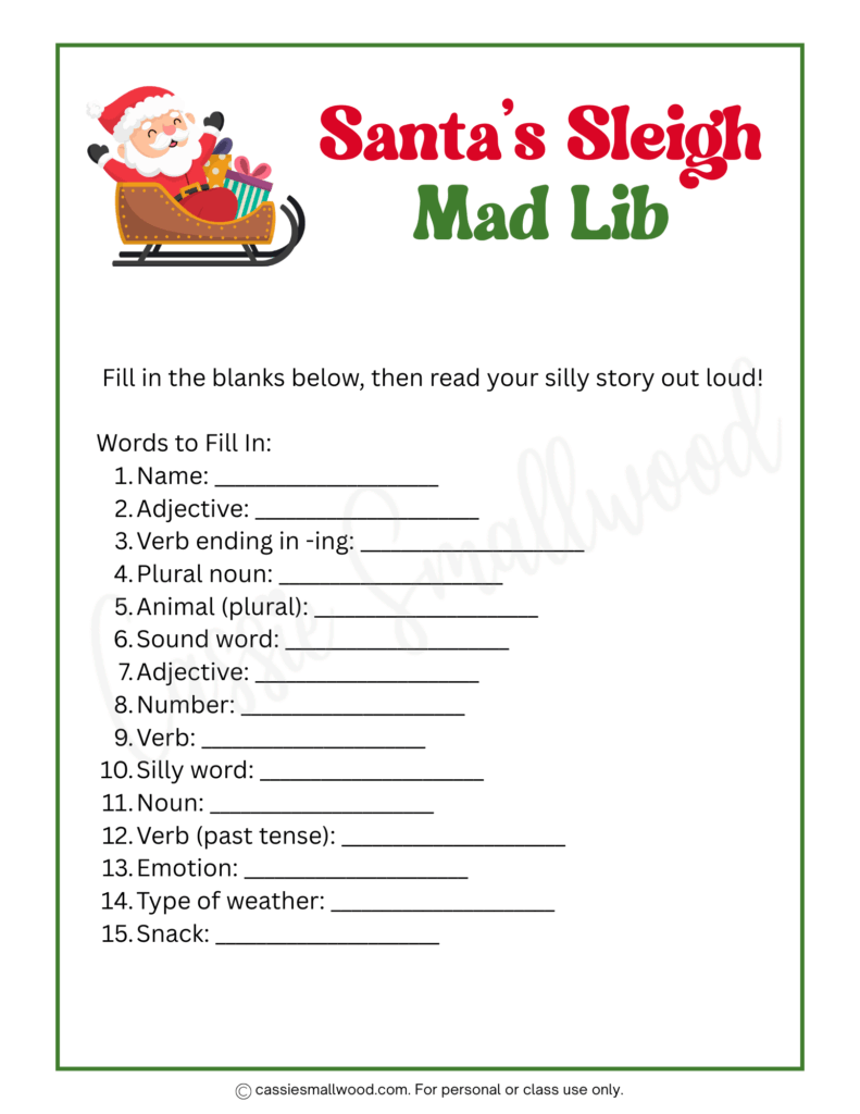 8 FUN Christmas Mad Libs For Kids FREE Printable Cassie Smallwood