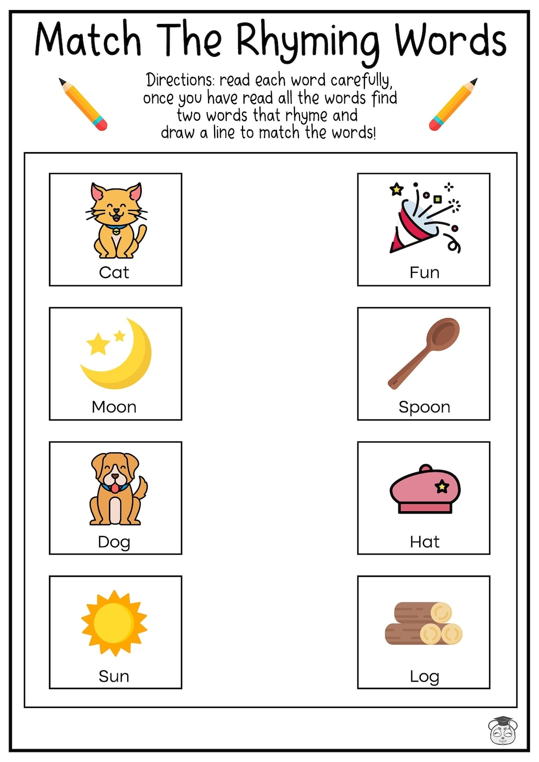 kindergarten worksheets rhyming words
