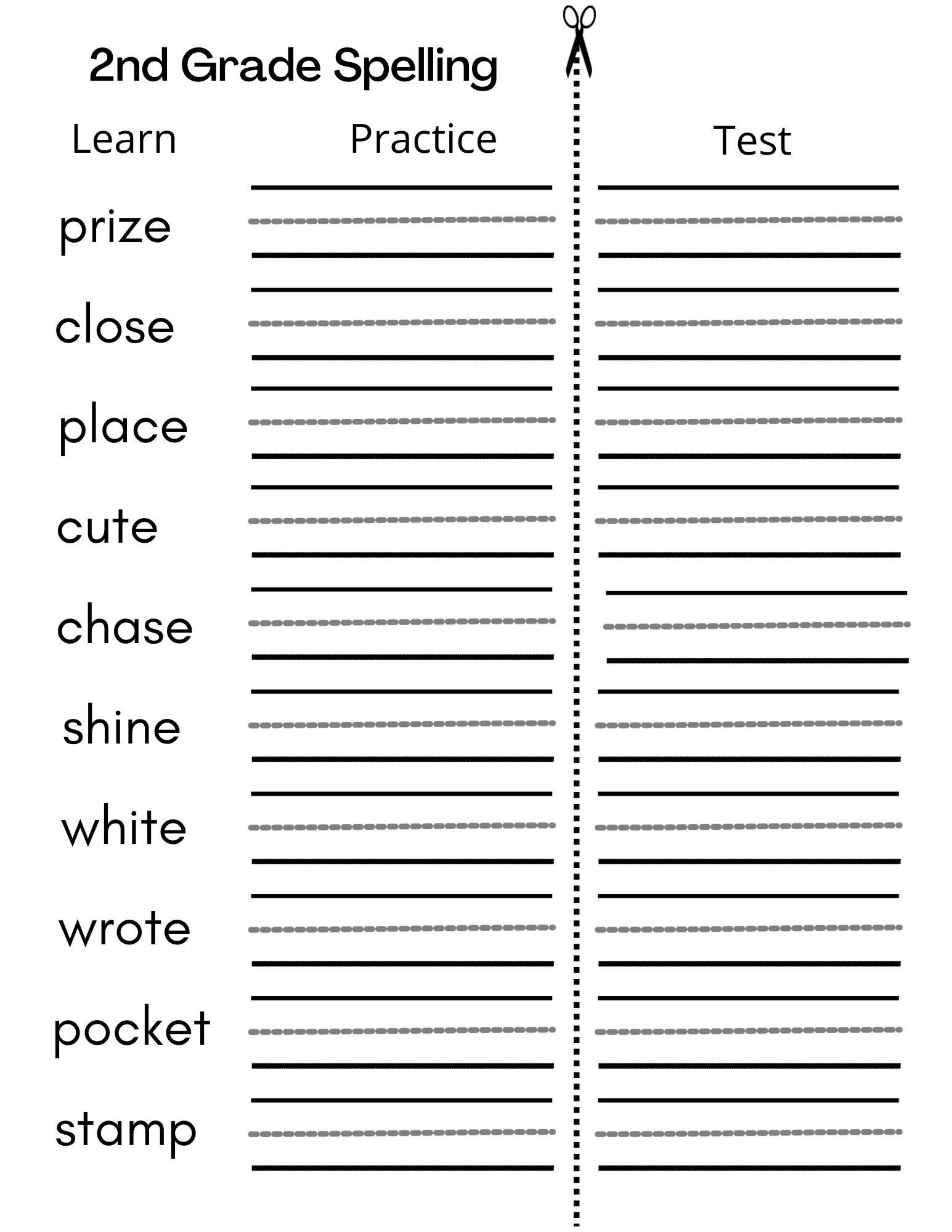 8 Printable Second Grade Writing Spelling Worksheets Spelling Test Etsy Australia