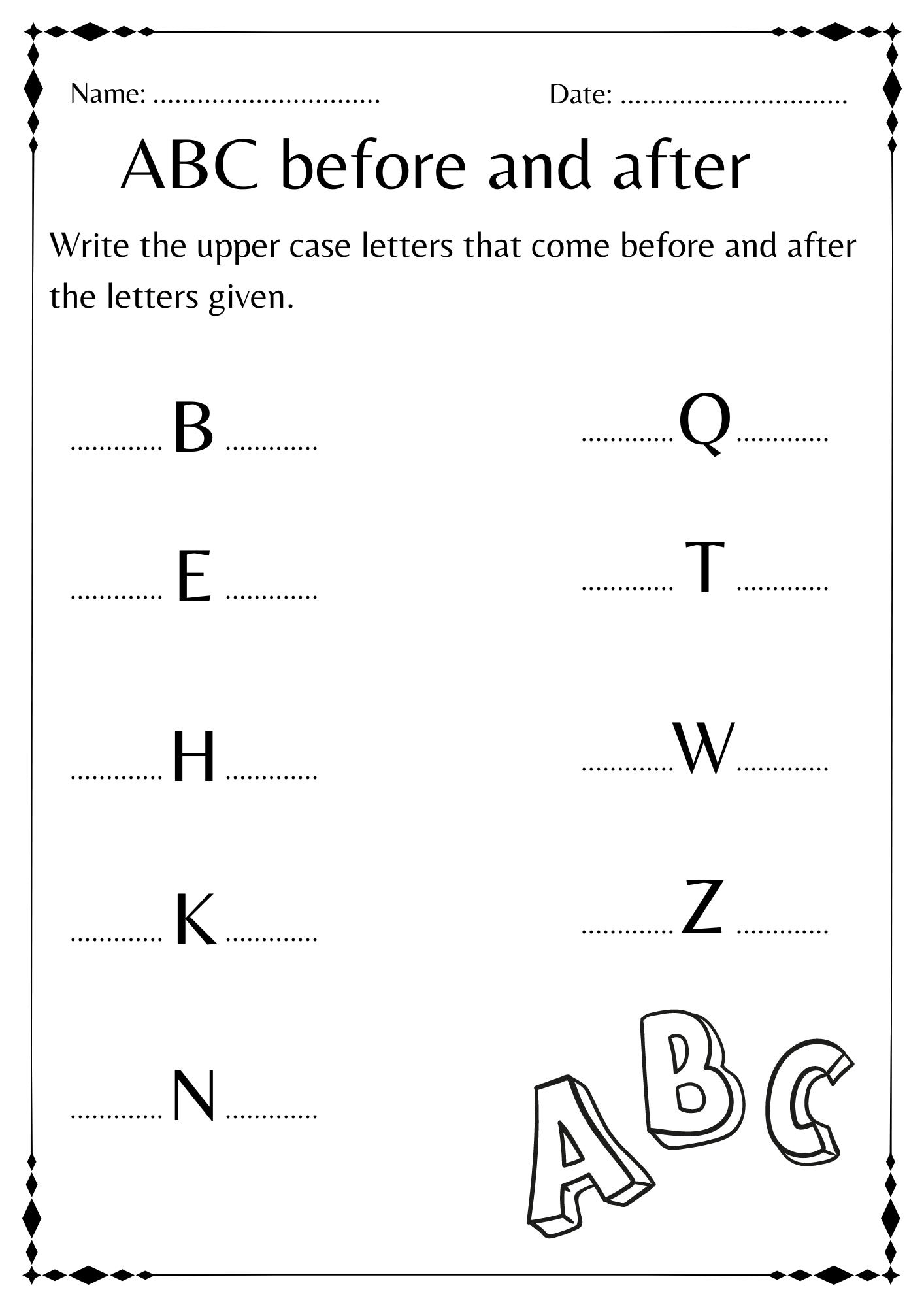 Abc Before And After Worksheet Alphabet For Kindergarten Made By Teachers Abc Before And After Worksheet Alphabet For Kindergarten Made By Teachers