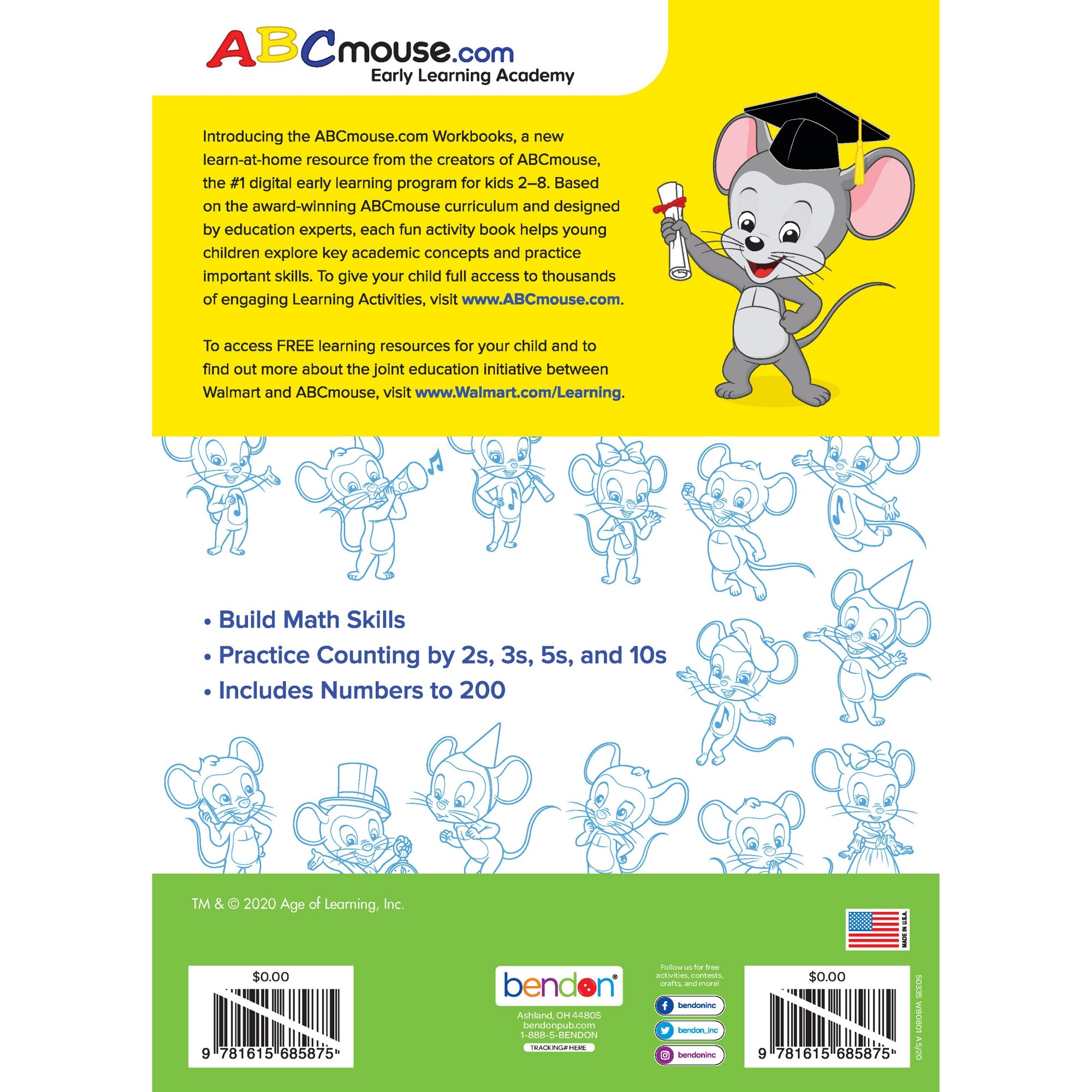 ABCmouse Math And Numbers 80 Page Workbook With Stickers By Bendon Publishing Walmart