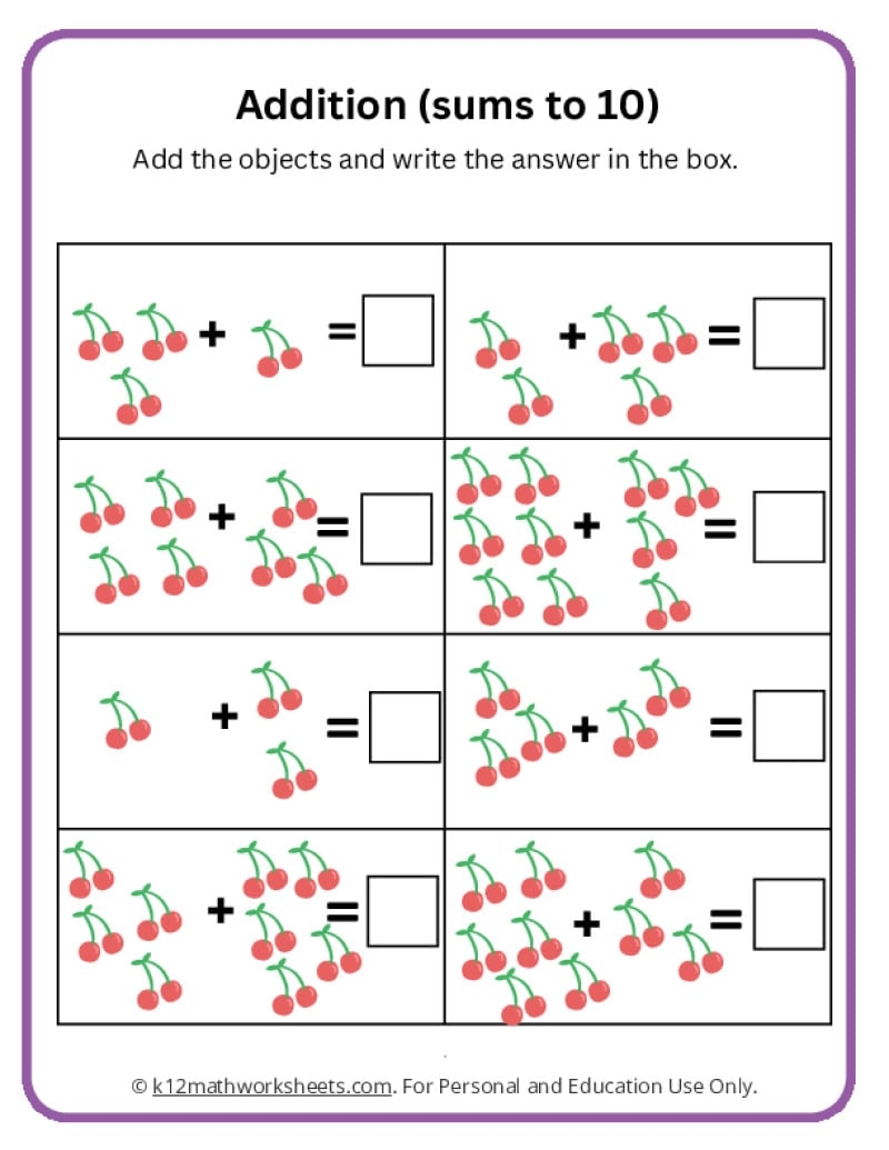Adding With Objects Worksheets K12 Math Worksheets