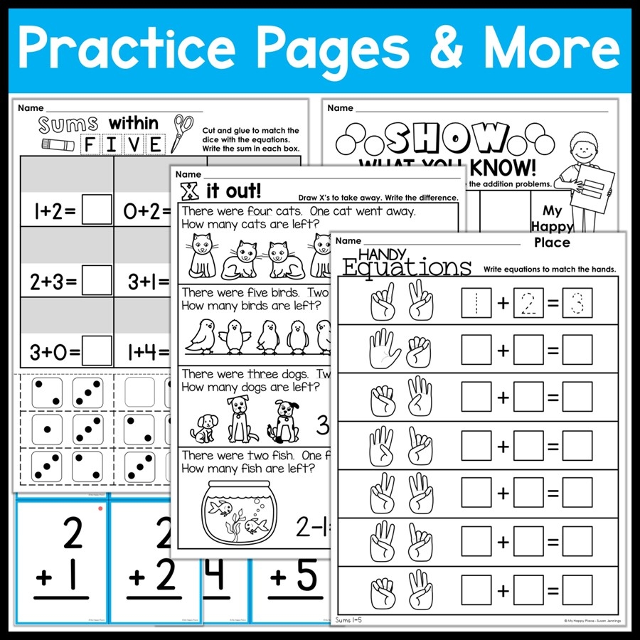 kindergarten addition subtraction worksheets