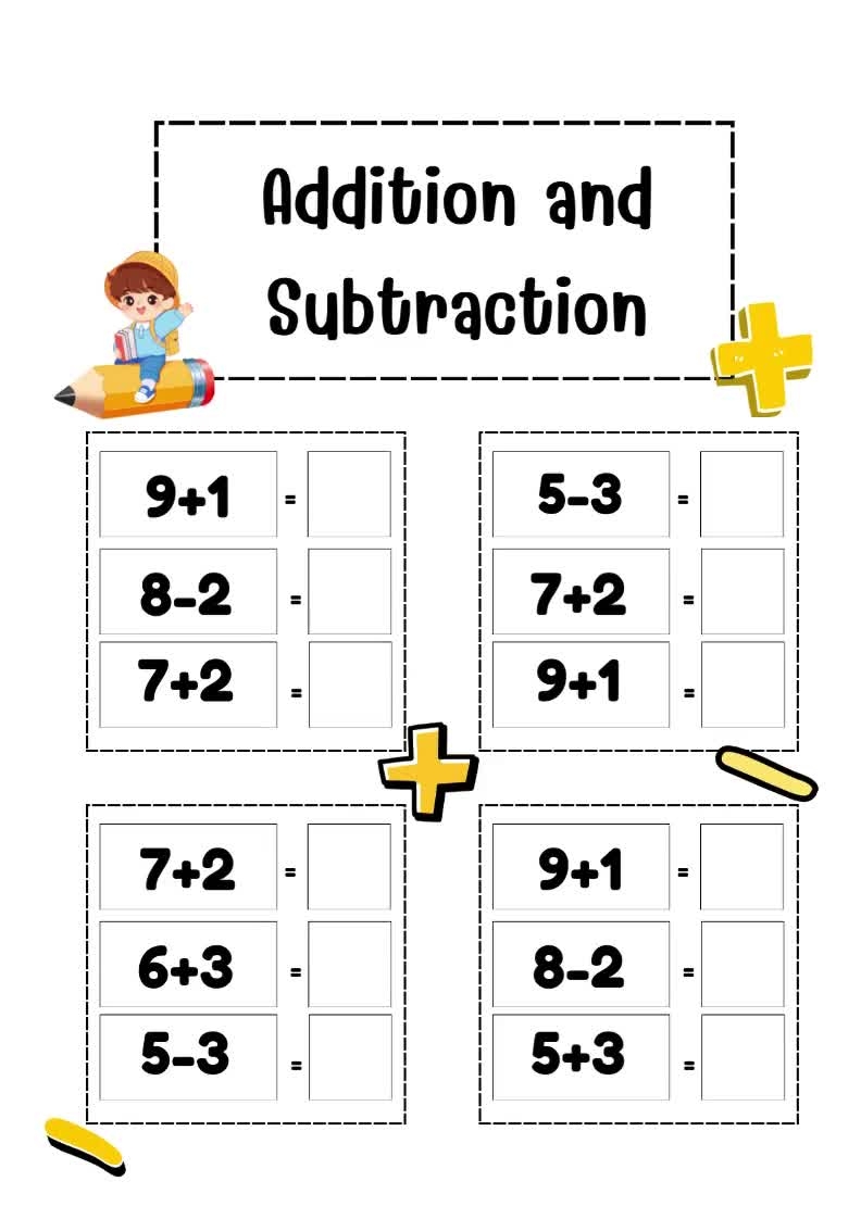 Addition And Subtraction Facts Worksheets Printable For Kids Kindergarten Math Practice 1st Grade Math Etsy