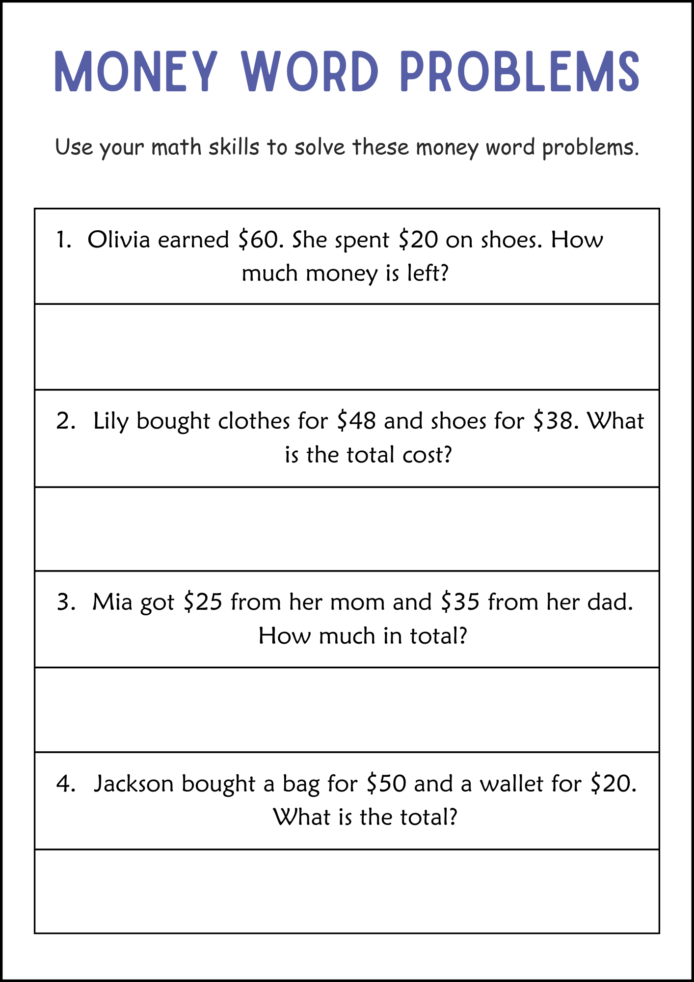 dad math worksheets